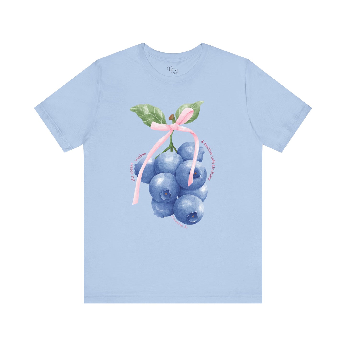 Coquette Blueberry Bliss T-Shirt, Cute Tee, Faith shirt, Christian T-Shirt, Summer Vibes Shirt, Gift for Christians, Casual Everyday Style - DiRoMi