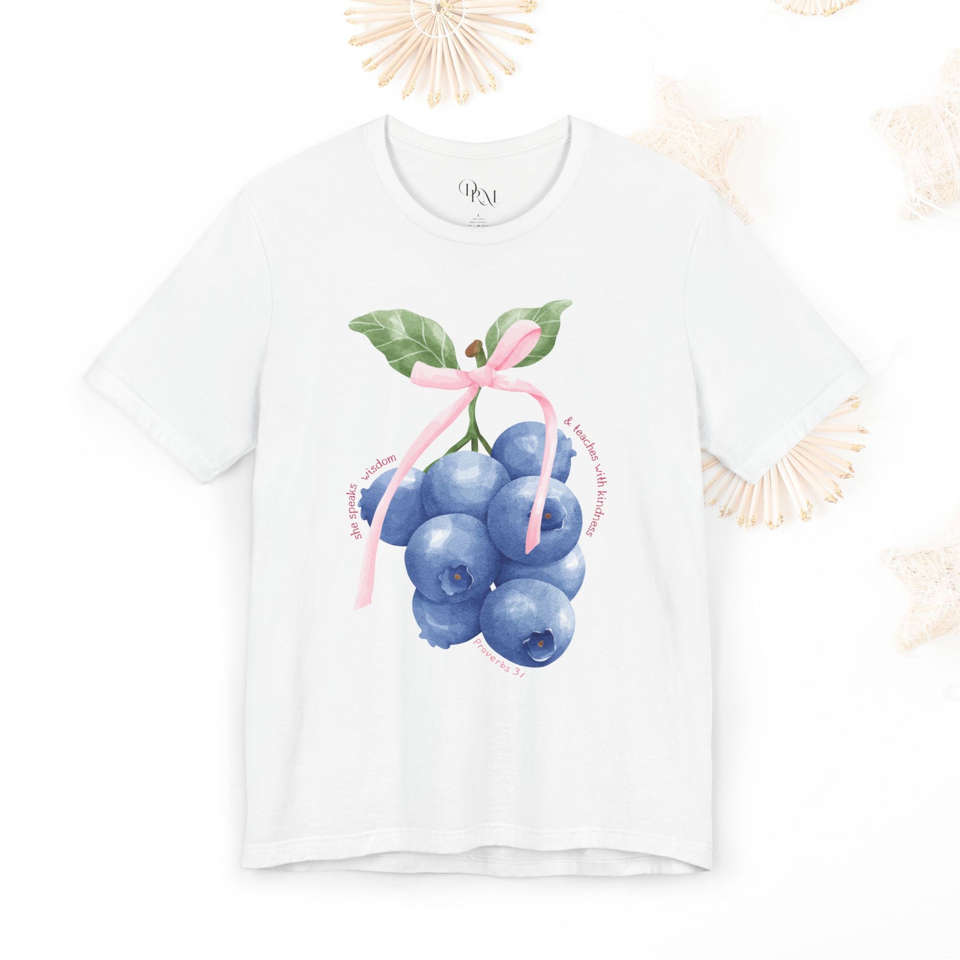 Coquette Blueberry Bliss T-Shirt, Cute Tee, Faith shirt, Christian T-Shirt, Summer Vibes Shirt, Gift for Christians, Casual Everyday Style - DiRoMi