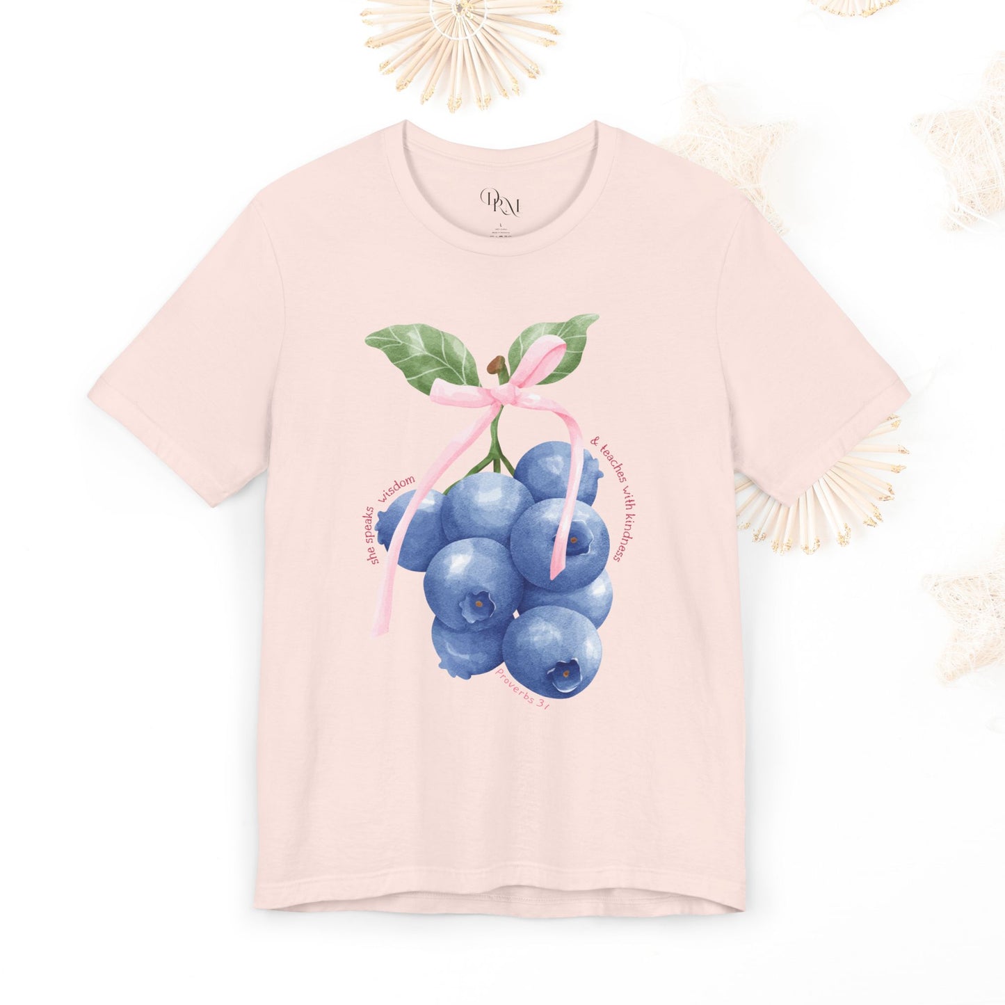 Coquette Blueberry Bliss T-Shirt, Cute Tee, Faith shirt, Christian T-Shirt, Summer Vibes Shirt, Gift for Christians, Casual Everyday Style - DiRoMi