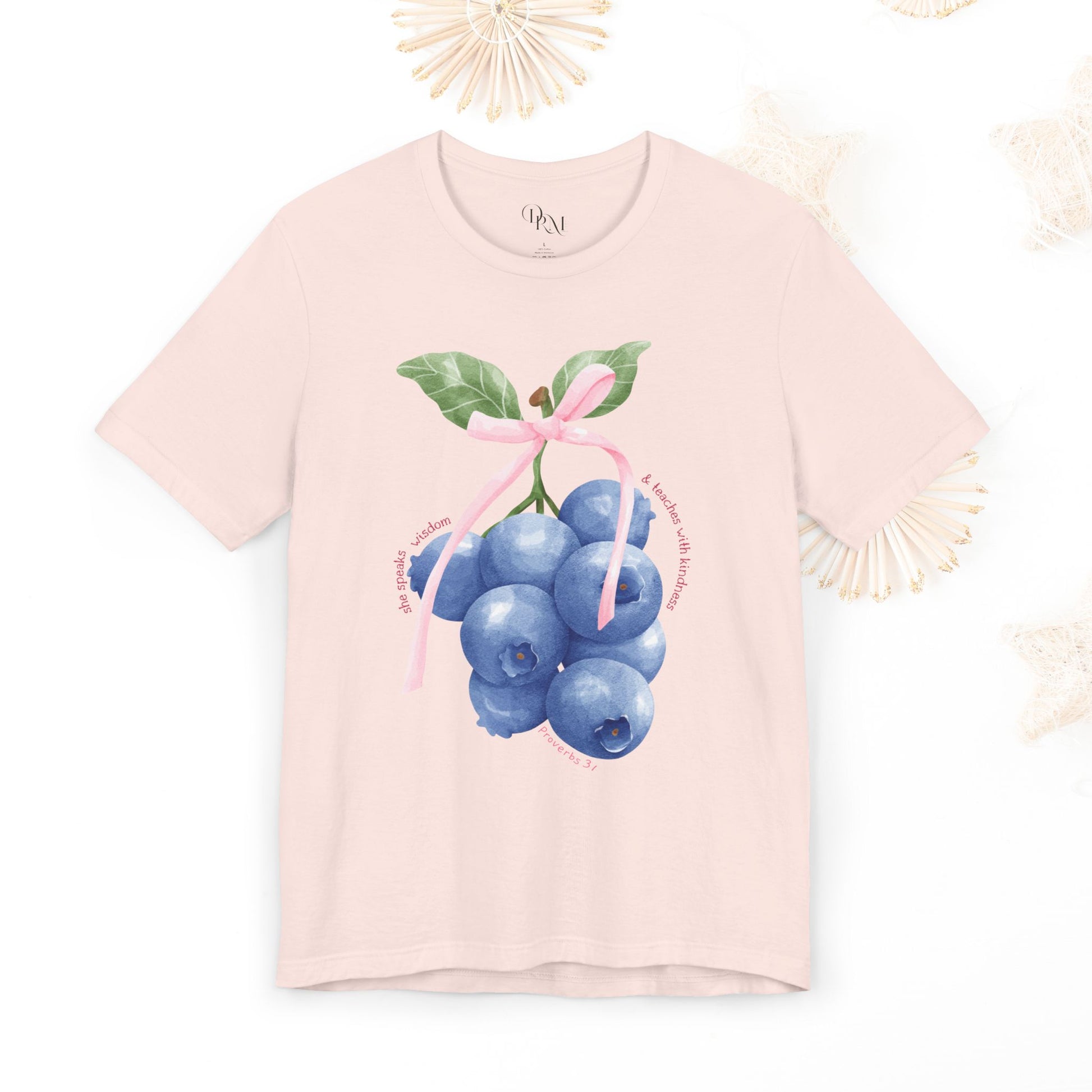 Coquette Blueberry Bliss T-Shirt, Cute Tee, Faith shirt, Christian T-Shirt, Summer Vibes Shirt, Gift for Christians, Casual Everyday Style - DiRoMi