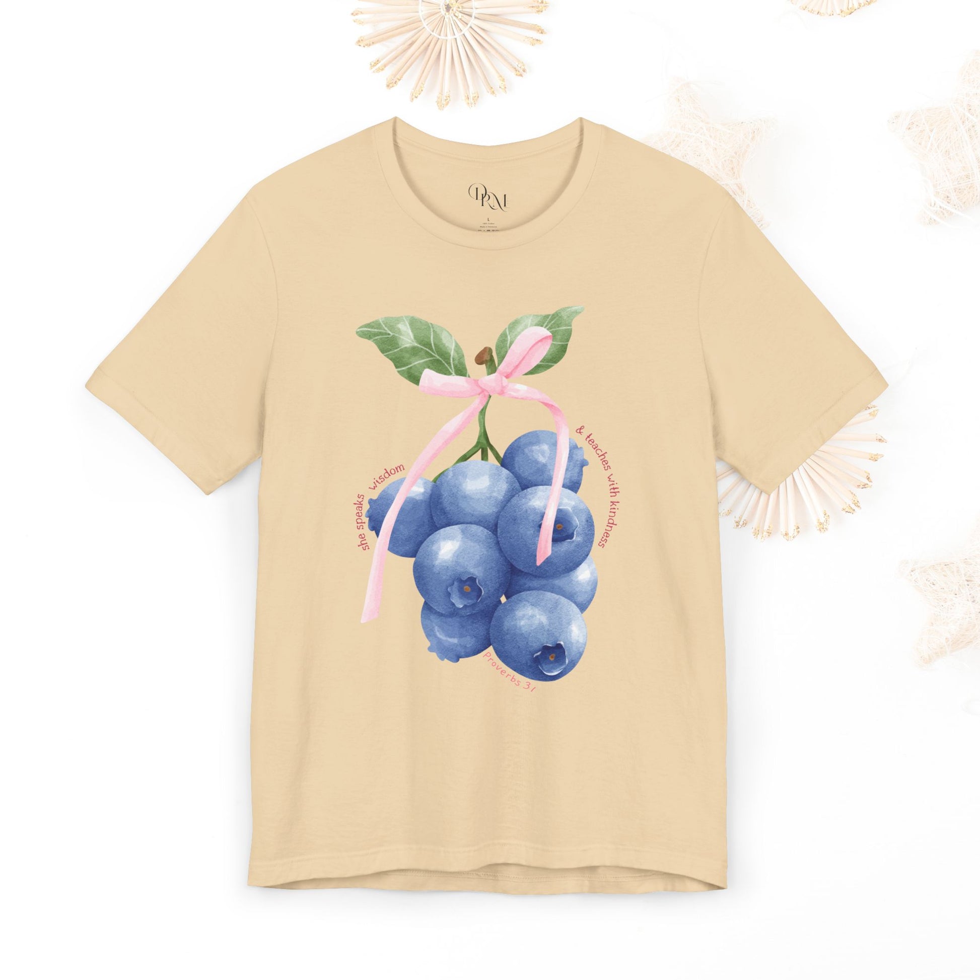 Coquette Blueberry Bliss T-Shirt, Cute Tee, Faith shirt, Christian T-Shirt, Summer Vibes Shirt, Gift for Christians, Casual Everyday Style - DiRoMi