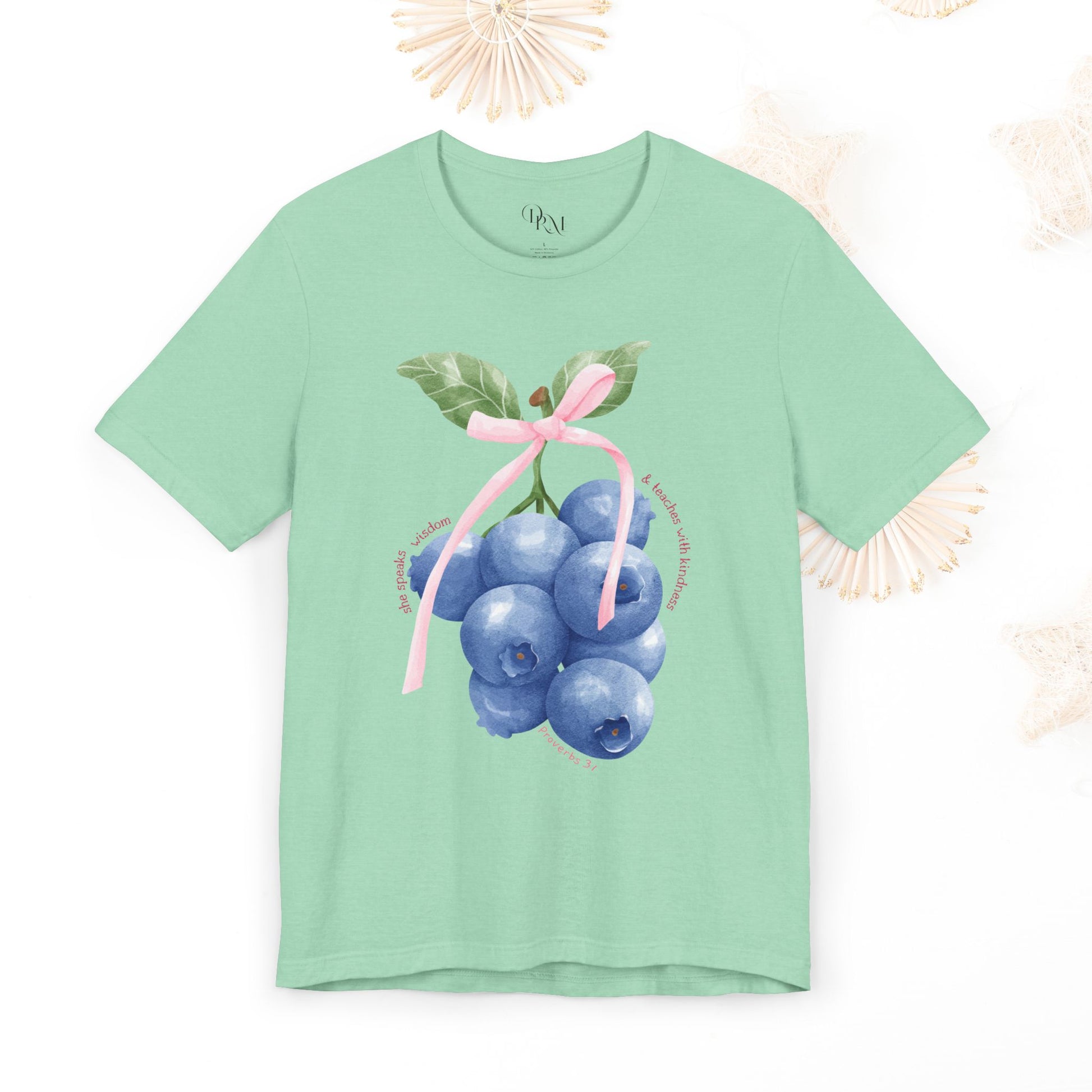 Coquette Blueberry Bliss T-Shirt, Cute Tee, Faith shirt, Christian T-Shirt, Summer Vibes Shirt, Gift for Christians, Casual Everyday Style - DiRoMi