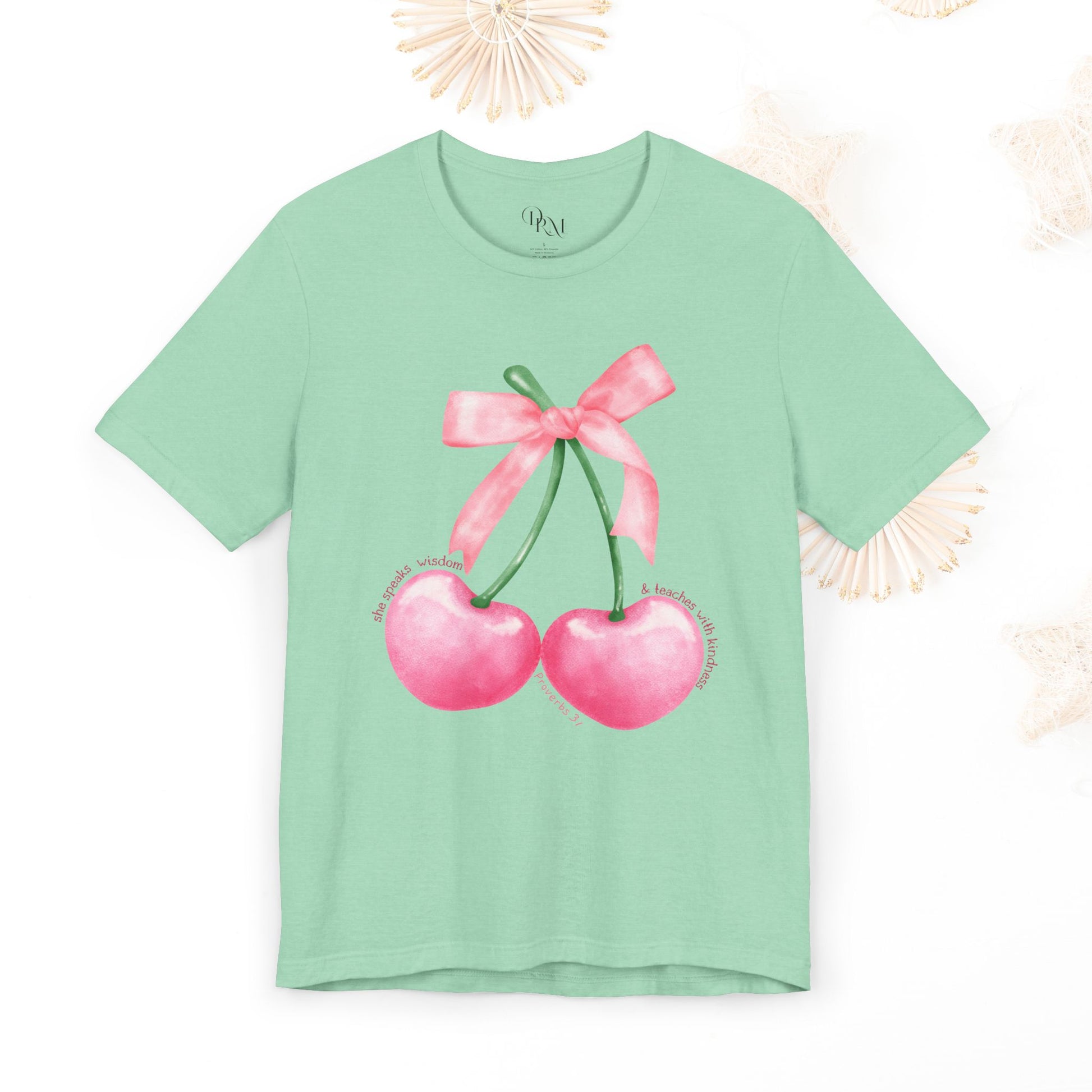Coquette Cherry Tee,Cute Summer Unisex T-Shirt, Bows Shirt, Black Bow Shirt, Casual Style, Graphic Tee, Coquette Bow Tee - DiRoMi