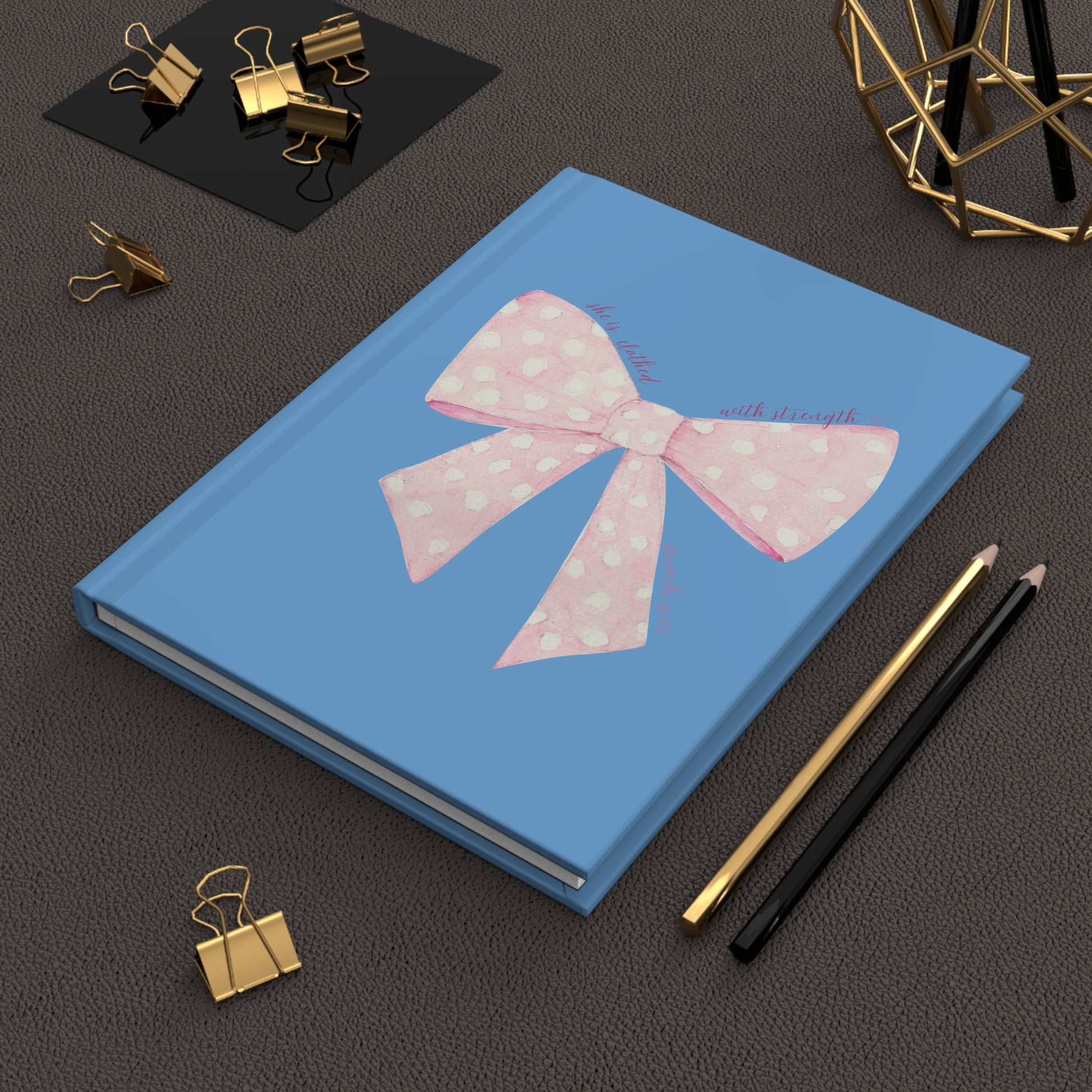 Coquette Cute Hardcover Journal - "Progress Over Perfection" & Inspirational Bow Design - DiRoMi