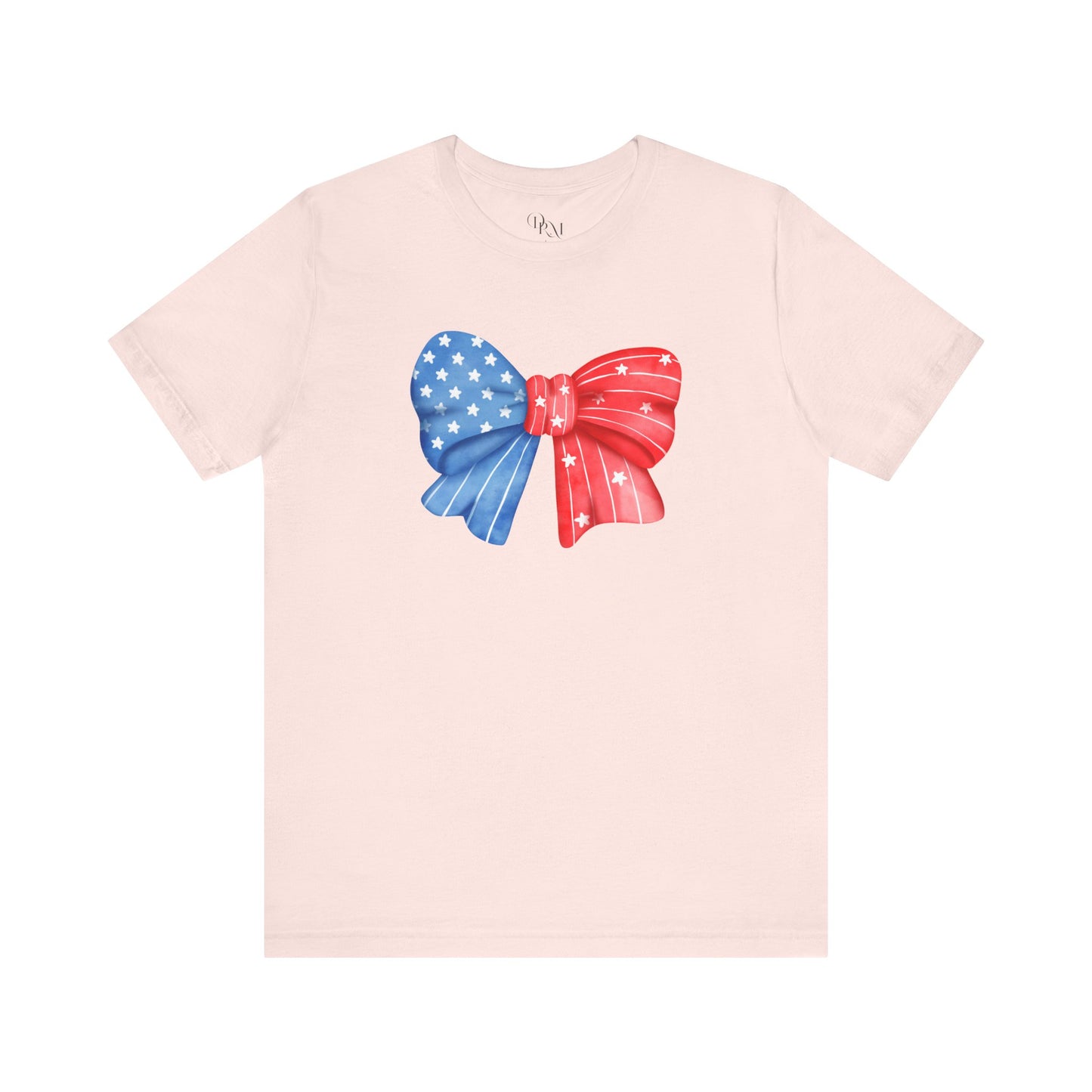 Coquette Patriotic Bow Tee, Fourth of July Shirt, Festival & BBQ Wear, Red, White, and Blue Top, Summer Celebration Outfit - DiRoMi