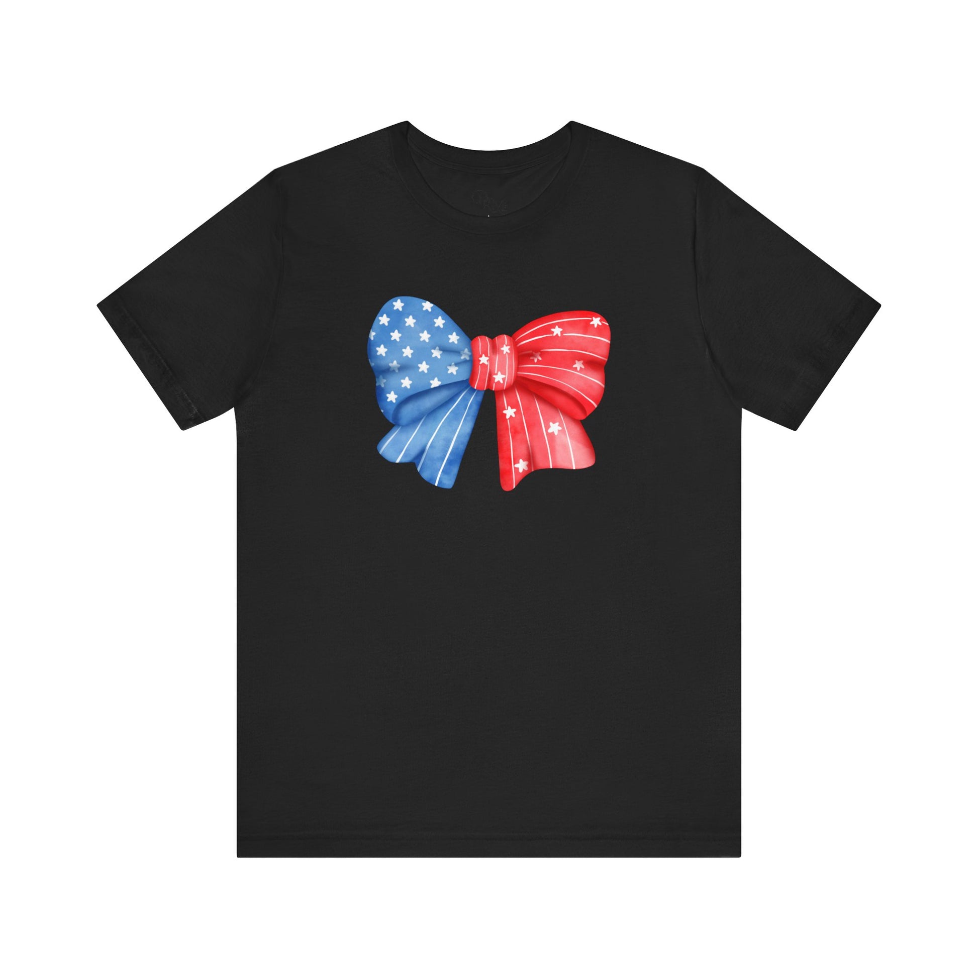 Coquette Patriotic Bow Tee, Fourth of July Shirt, Festival & BBQ Wear, Red, White, and Blue Top, Summer Celebration Outfit - DiRoMi