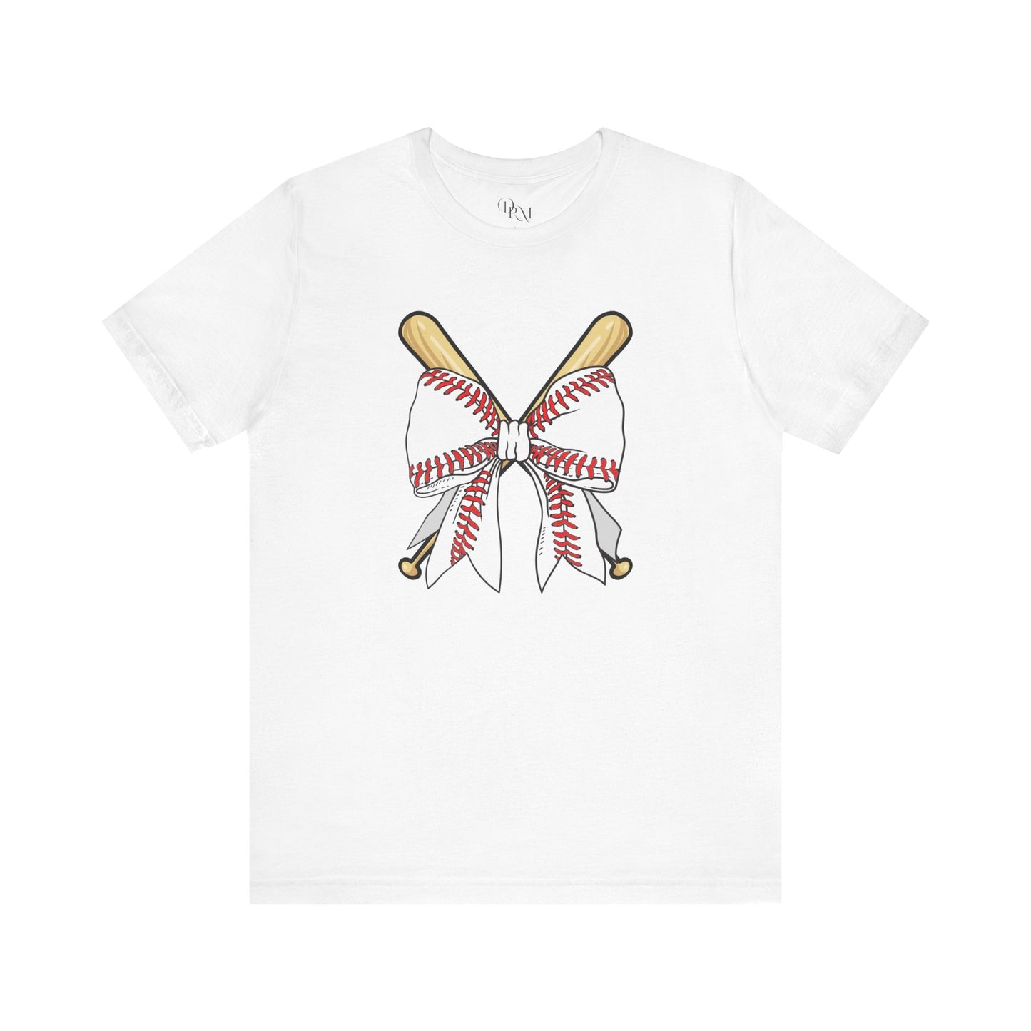 Coquette Soft Baseball Bow Short Sleeve Tee, Sporty Summer Shirt, Perfect Gift for Baseball Lovers, Great for Team Fans, Mother's day, Moms - DiRoMi
