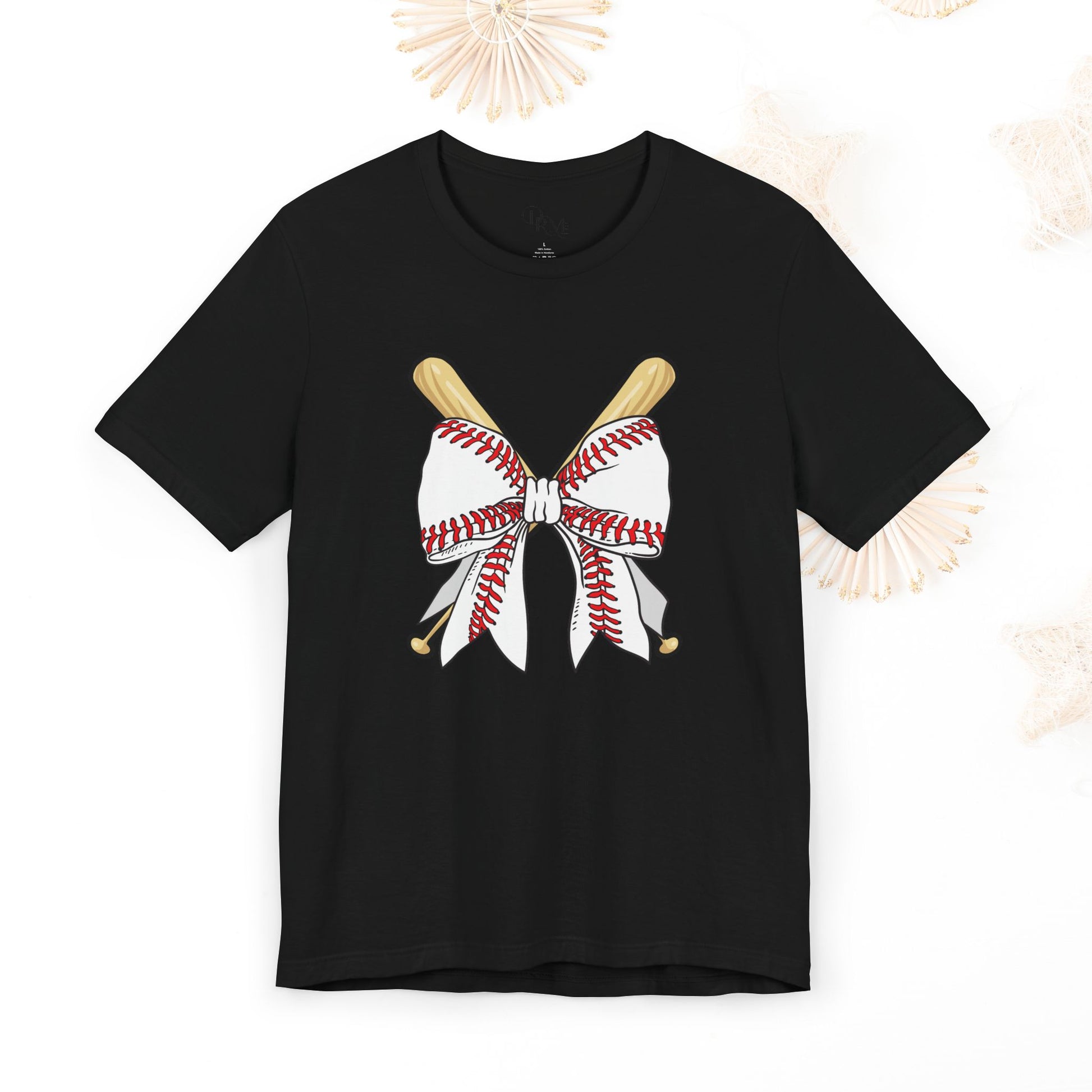 Coquette Soft Baseball Bow Short Sleeve Tee, Sporty Summer Shirt, Perfect Gift for Baseball Lovers, Great for Team Fans, Mother's day, Moms - DiRoMi