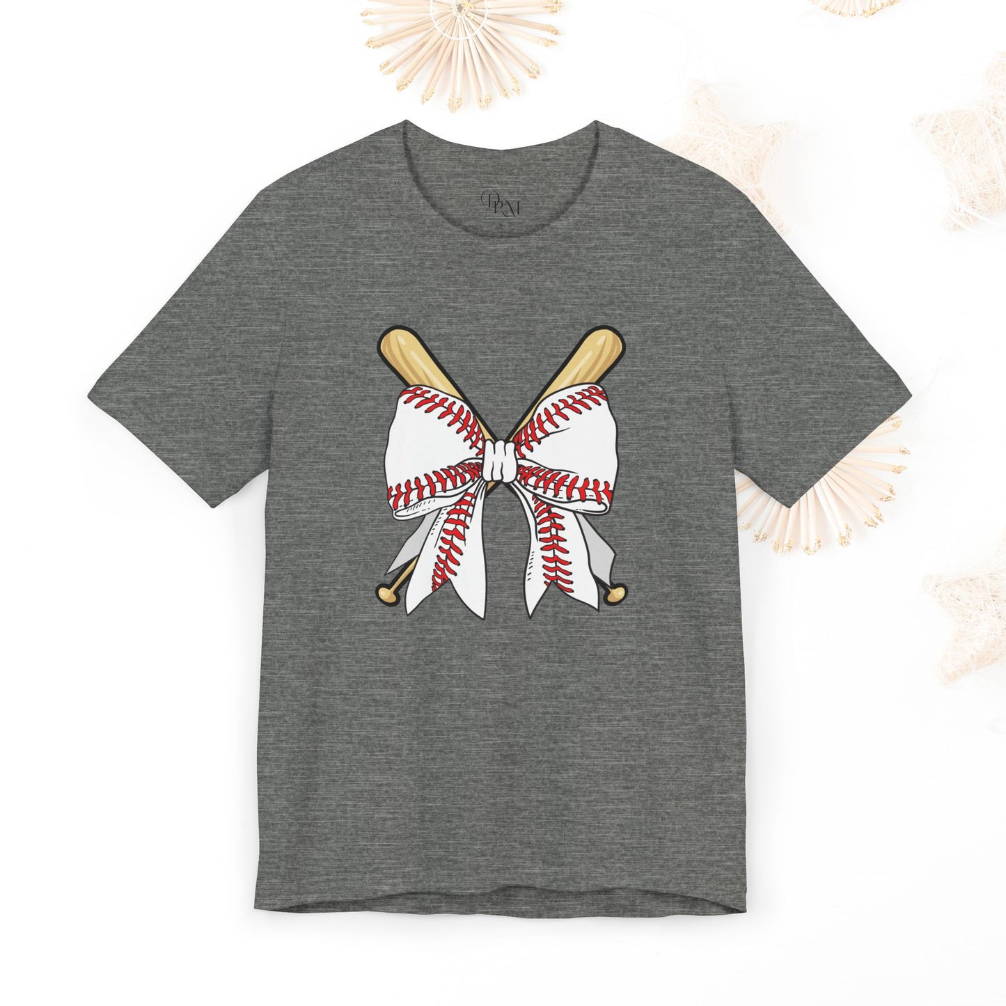 Coquette Soft Baseball Bow Short Sleeve Tee, Sporty Summer Shirt, Perfect Gift for Baseball Lovers, Great for Team Fans, Mother's day, Moms - DiRoMi