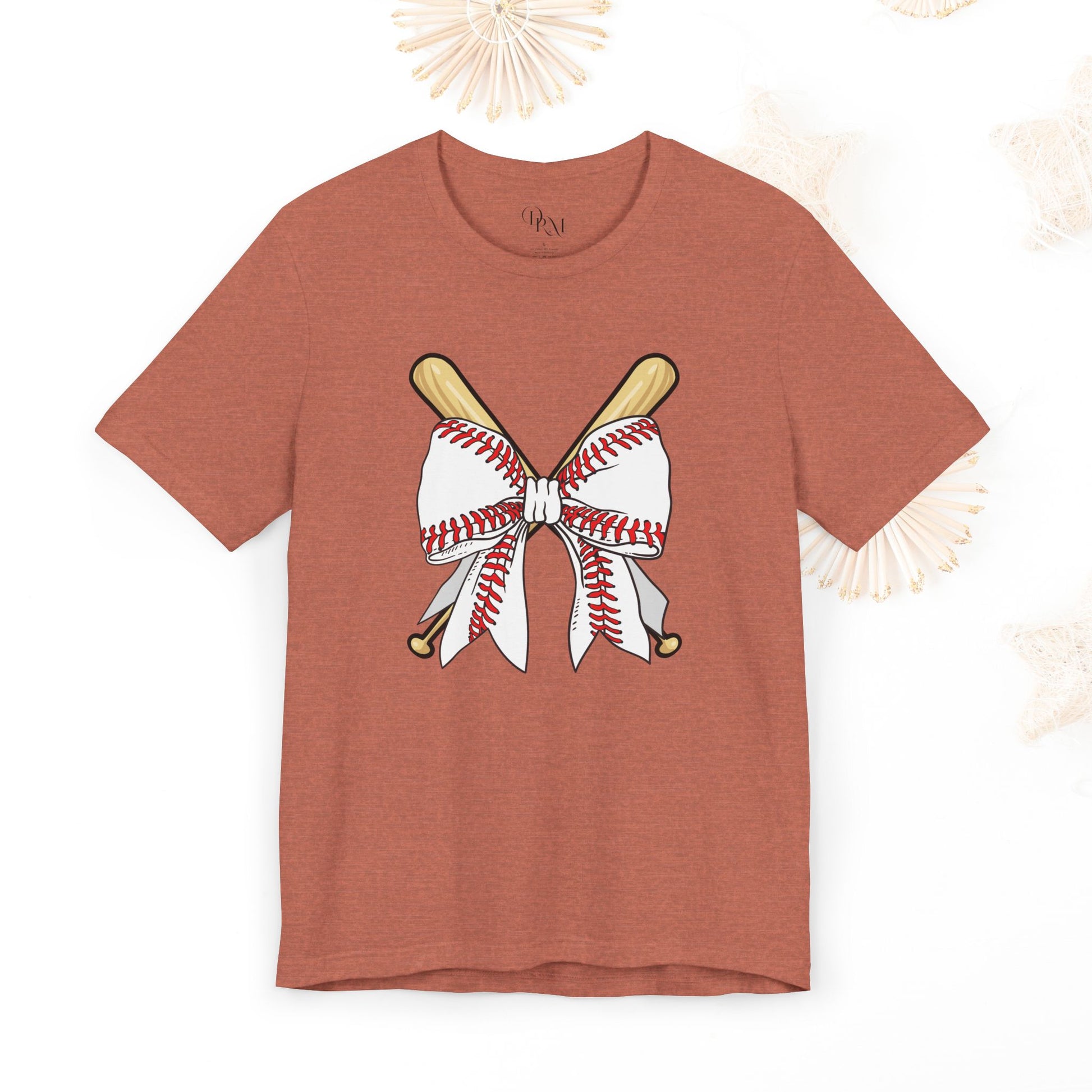 Coquette Soft Baseball Bow Short Sleeve Tee, Sporty Summer Shirt, Perfect Gift for Baseball Lovers, Great for Team Fans, Mother's day, Moms - DiRoMi