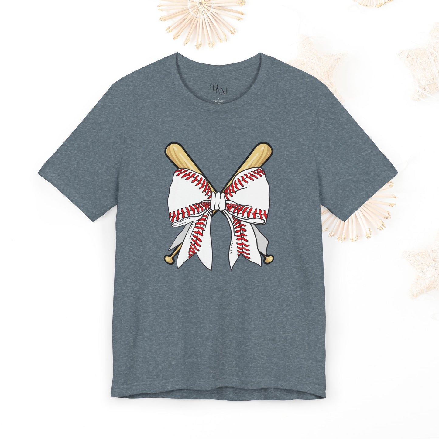 Coquette Soft Baseball Bow Short Sleeve Tee, Sporty Summer Shirt, Perfect Gift for Baseball Lovers, Great for Team Fans, Mother's day, Moms - DiRoMi