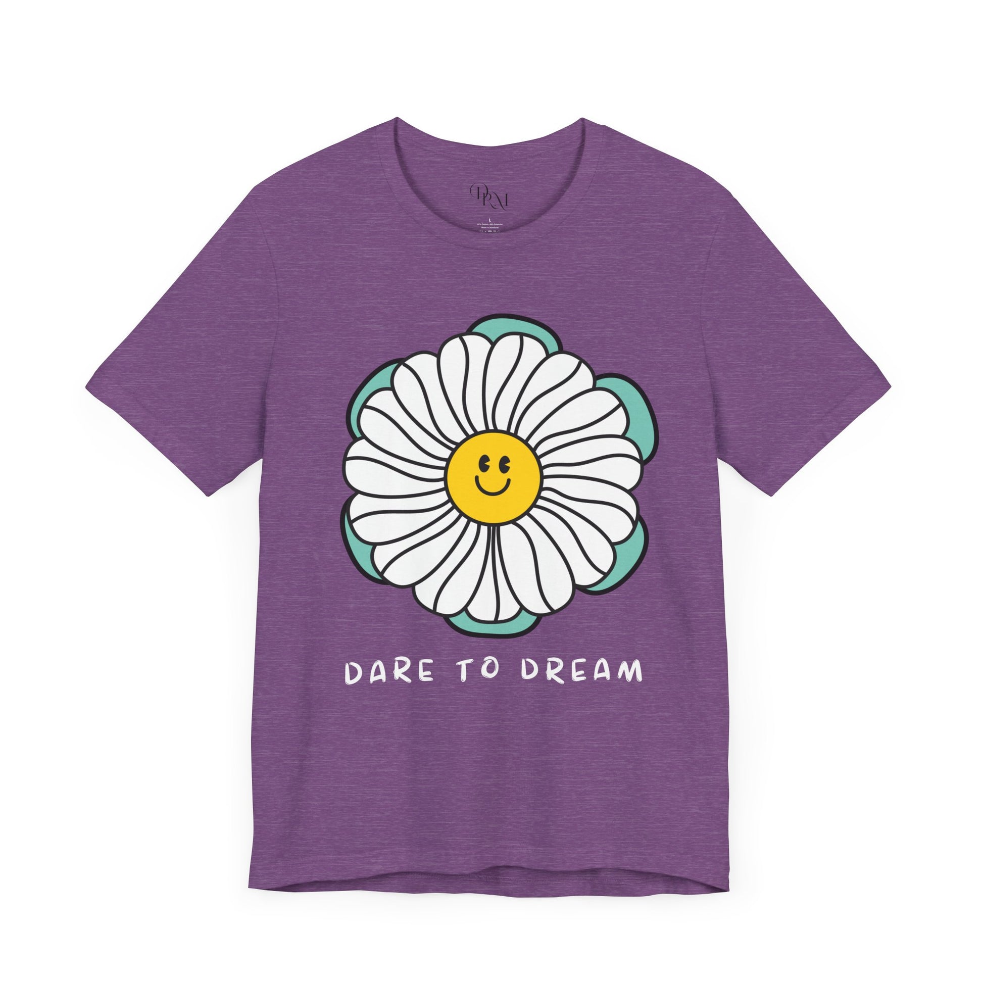Dare to Dream Tee, Short Sleeve Shirt, Floral Motivational Tee for Relaxed Vibes, Great Gift for Friends, Inspirational Clothing, - DiRoMi