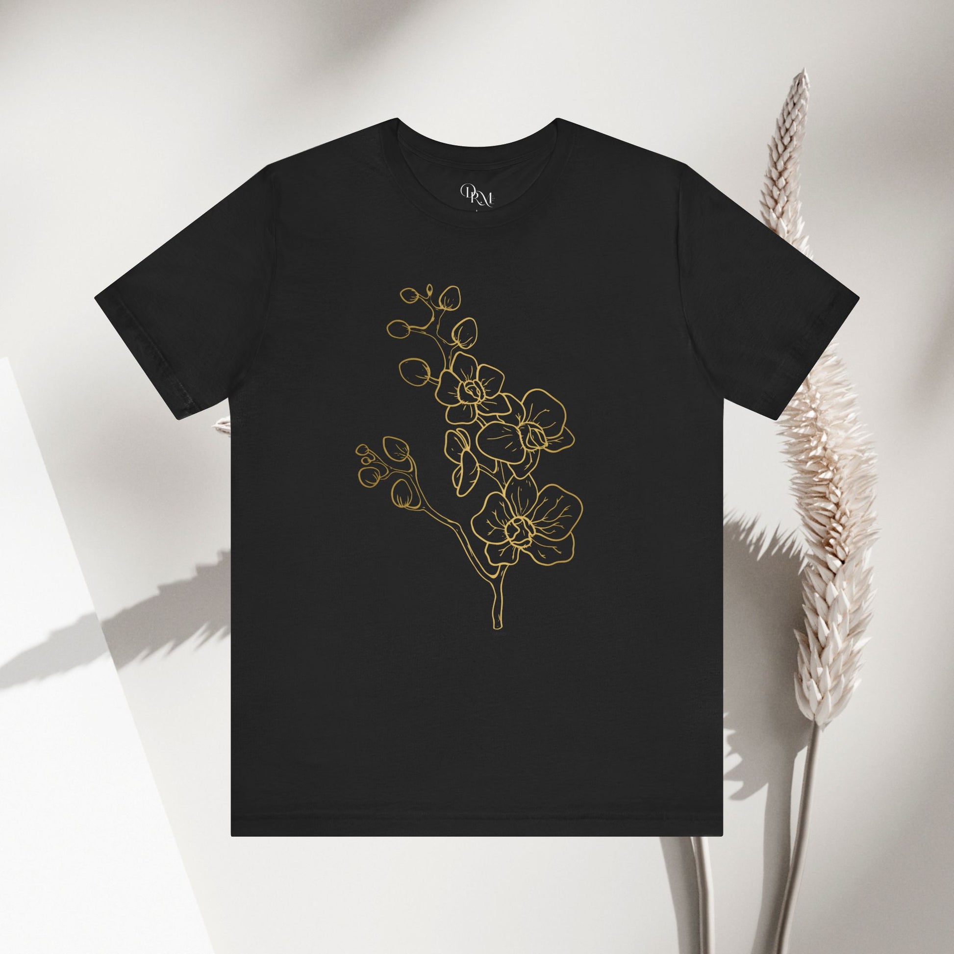 Floral Line Art Unisex Tee - Elegant Botanical Design - DiRoMi