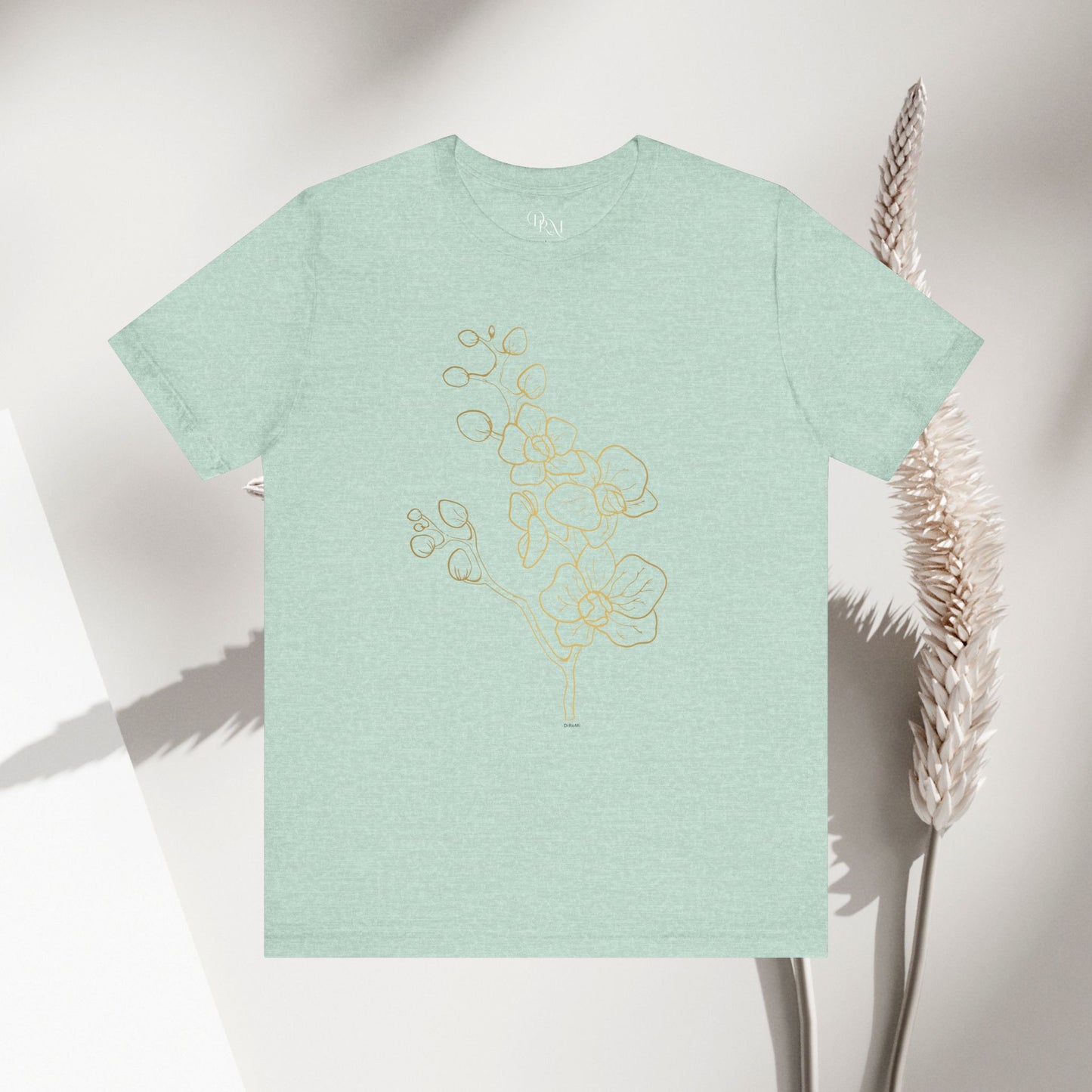 Floral Line Art Unisex Tee - Elegant Botanical Design - DiRoMi