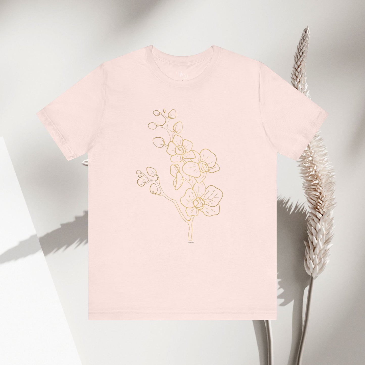 Floral Line Art Unisex Tee - Elegant Botanical Design - DiRoMi