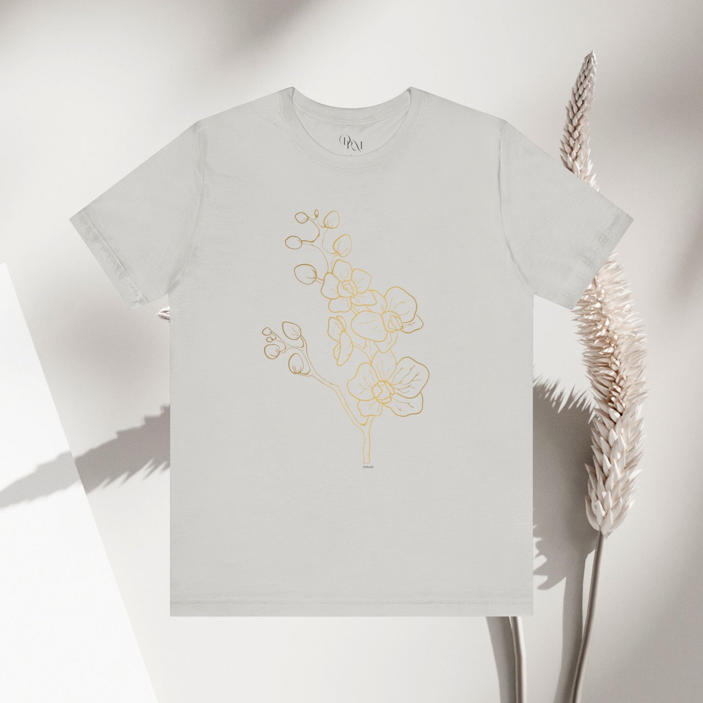 Floral Line Art Unisex Tee - Elegant Botanical Design - DiRoMi