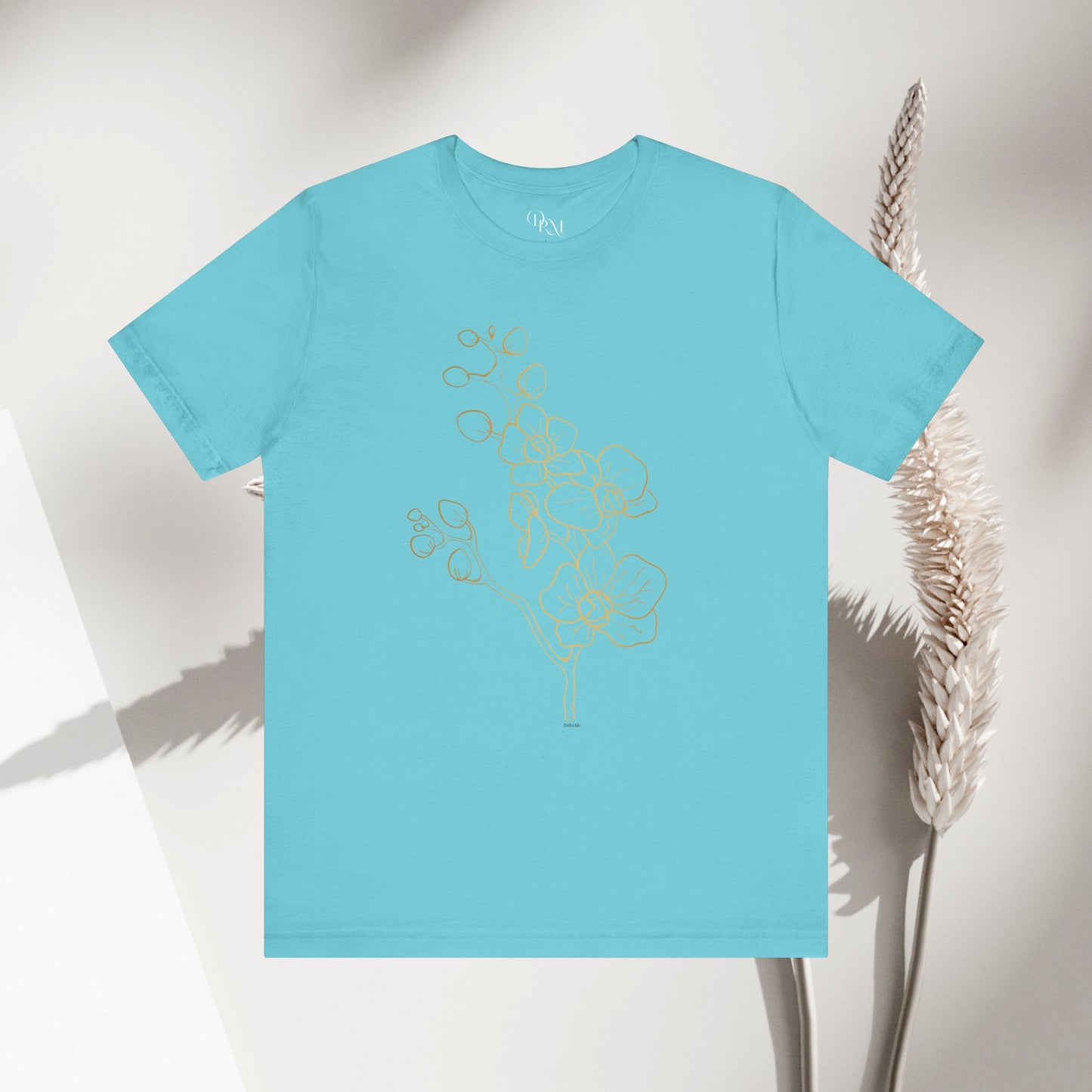 Floral Line Art Unisex Tee - Elegant Botanical Design - DiRoMi