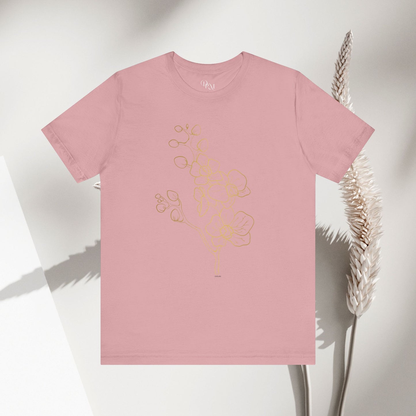 Floral Line Art Unisex Tee - Elegant Botanical Design - DiRoMi