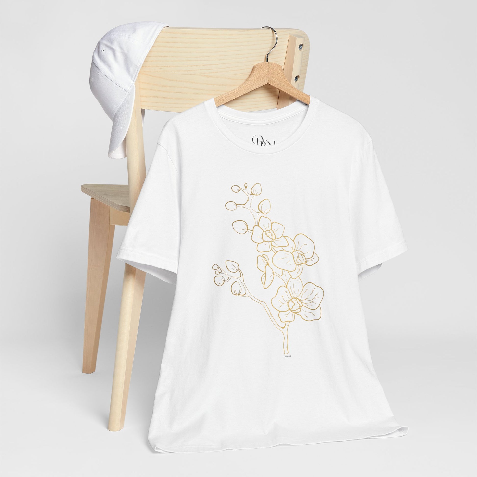 Floral Line Art Unisex Tee - Elegant Botanical Design - DiRoMi