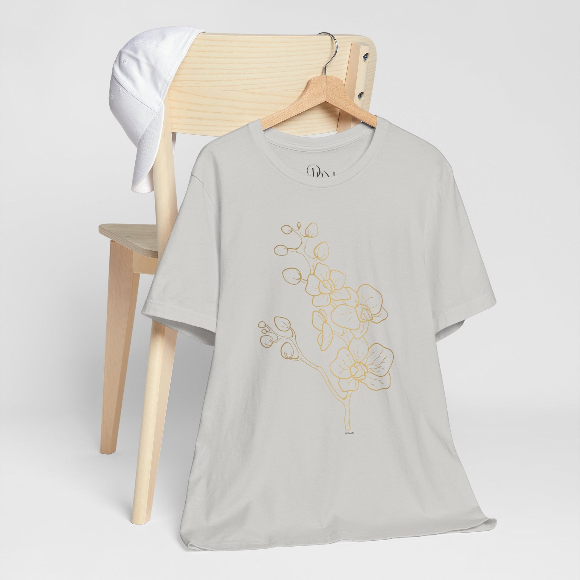 Floral Line Art Unisex Tee - Elegant Botanical Design - DiRoMi