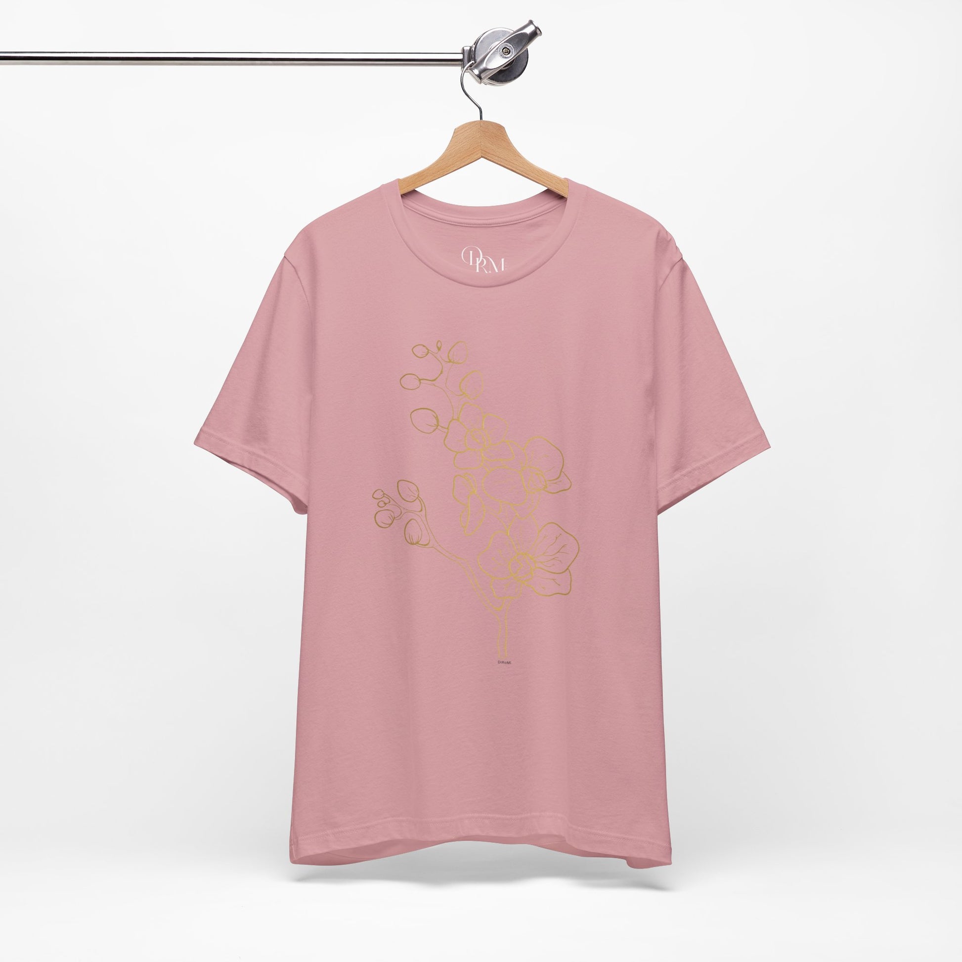 Floral Line Art Unisex Tee - Elegant Botanical Design - DiRoMi