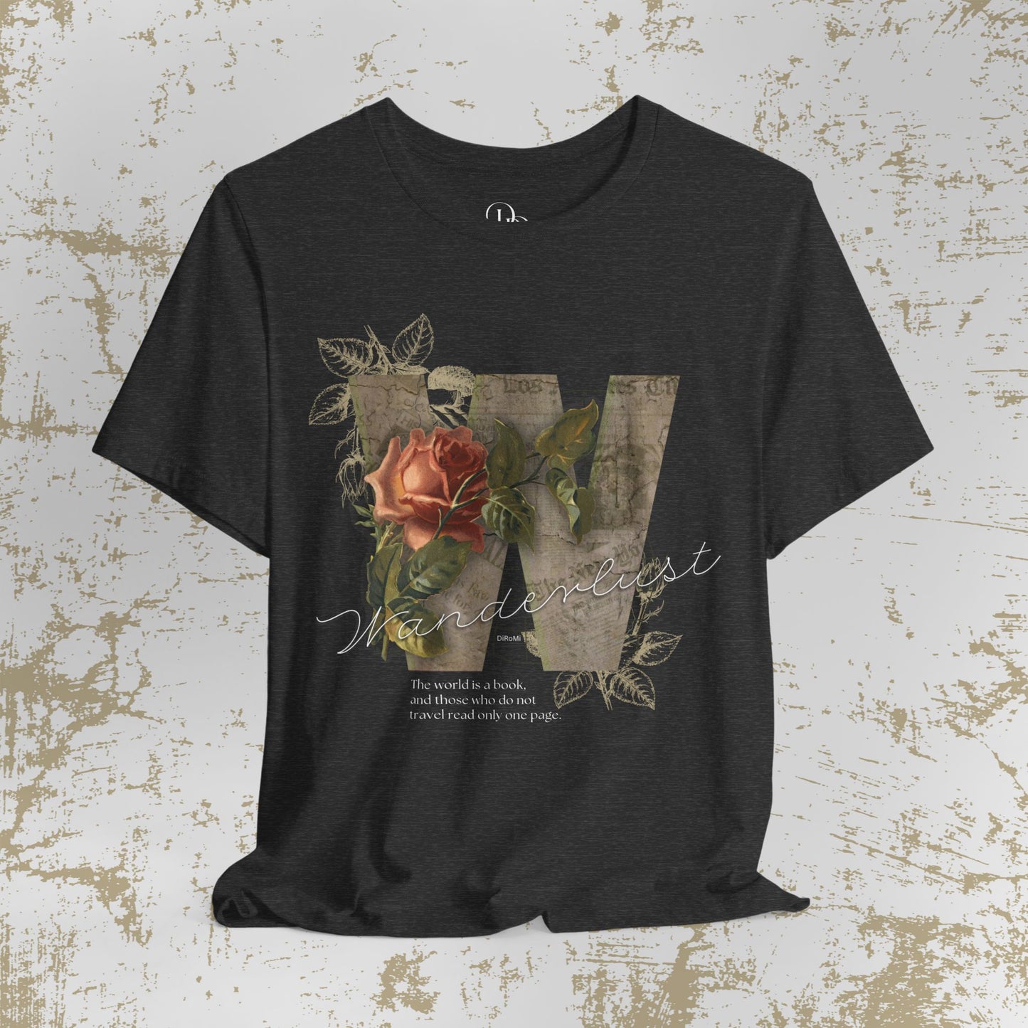 Floral Vintage Unisex Tee - 'The world is a book' Design - DiRoMi