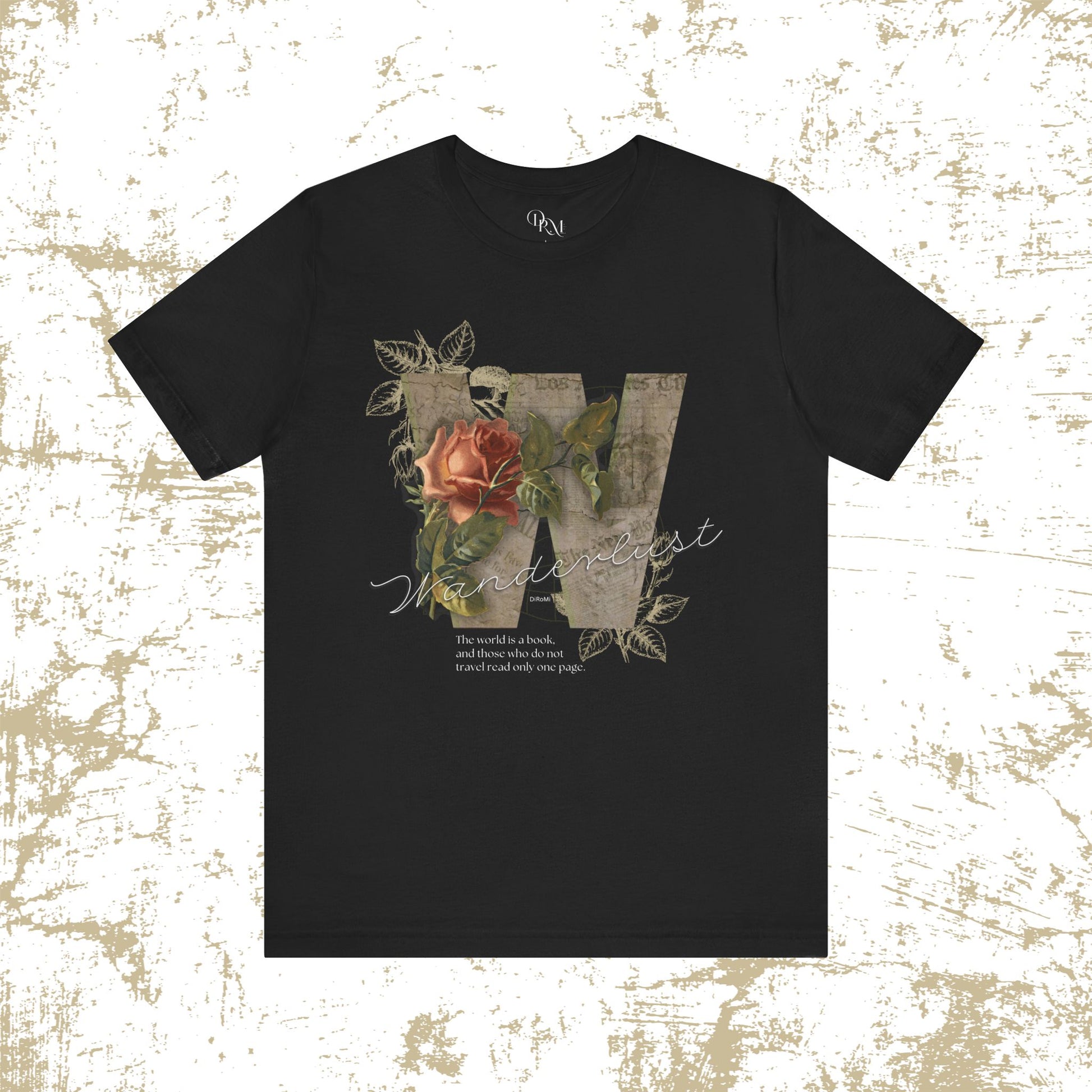 Floral Vintage Unisex Tee - 'The world is a book' Design - DiRoMi