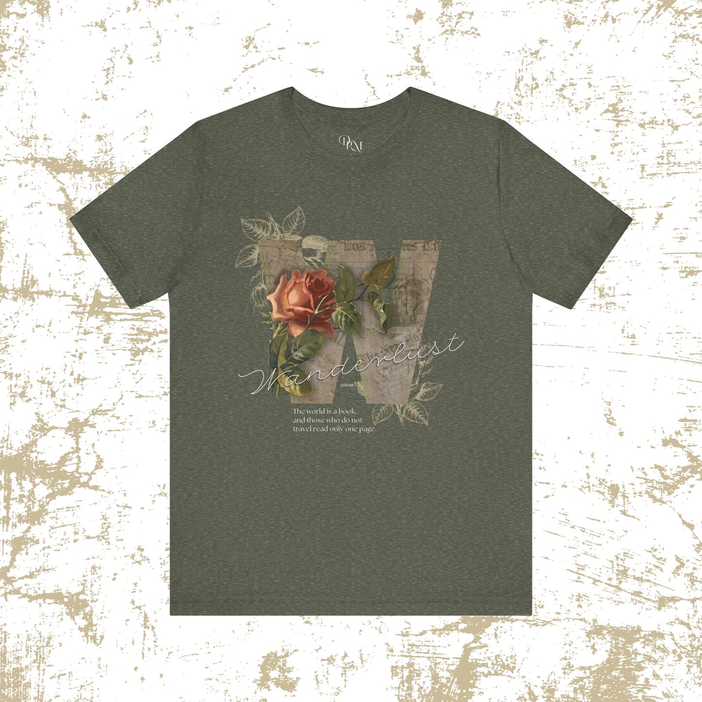 Floral Vintage Unisex Tee - 'The world is a book' Design - DiRoMi