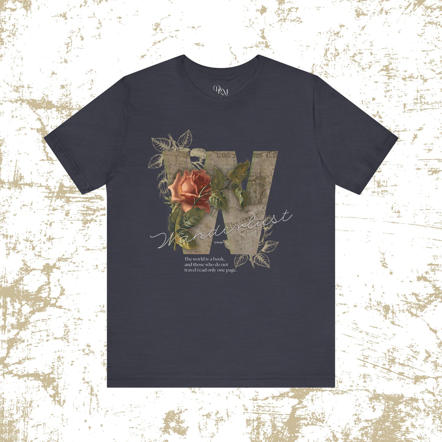 Floral Vintage Unisex Tee - 'The world is a book' Design - DiRoMi