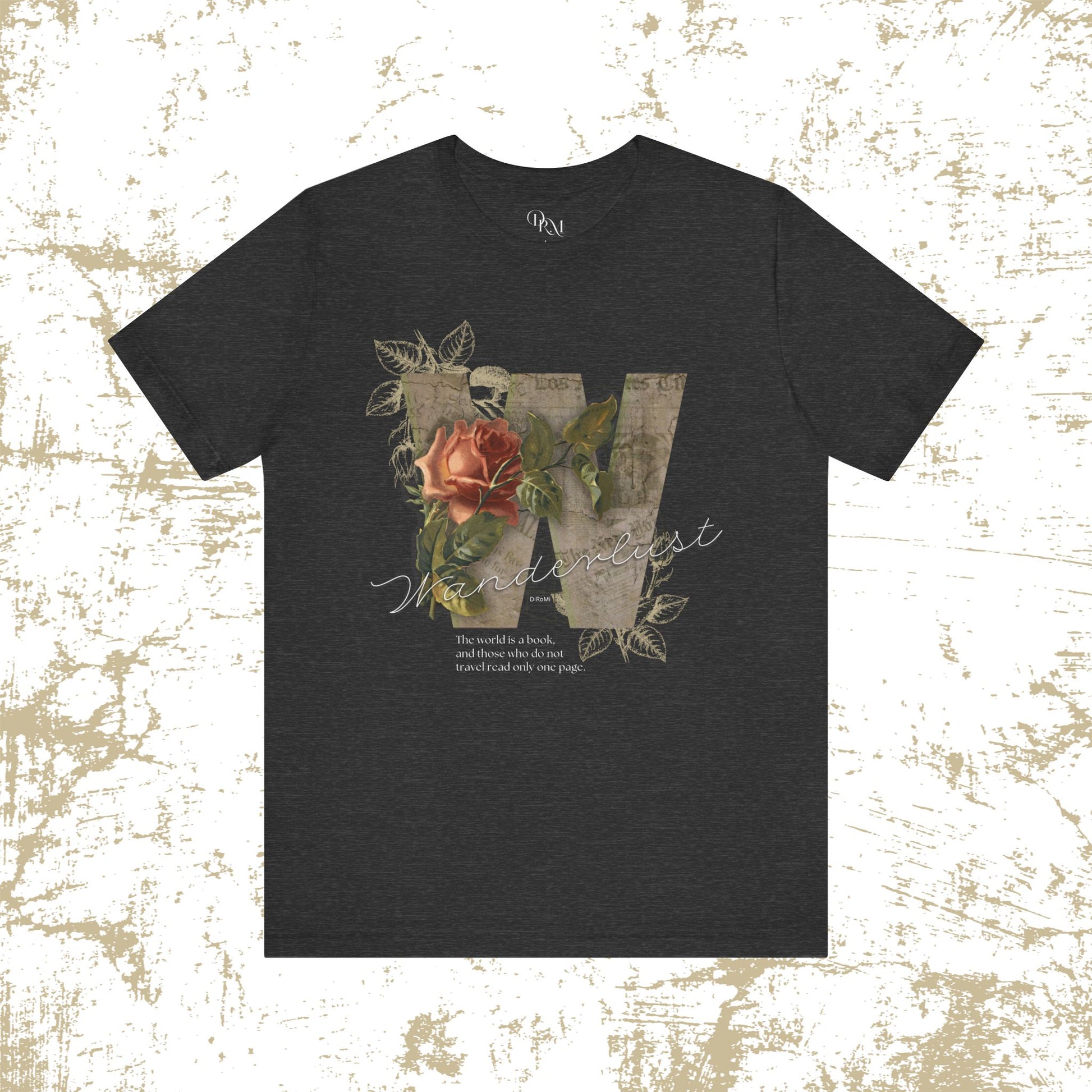 Floral Vintage Unisex Tee - 'The world is a book' Design - DiRoMi