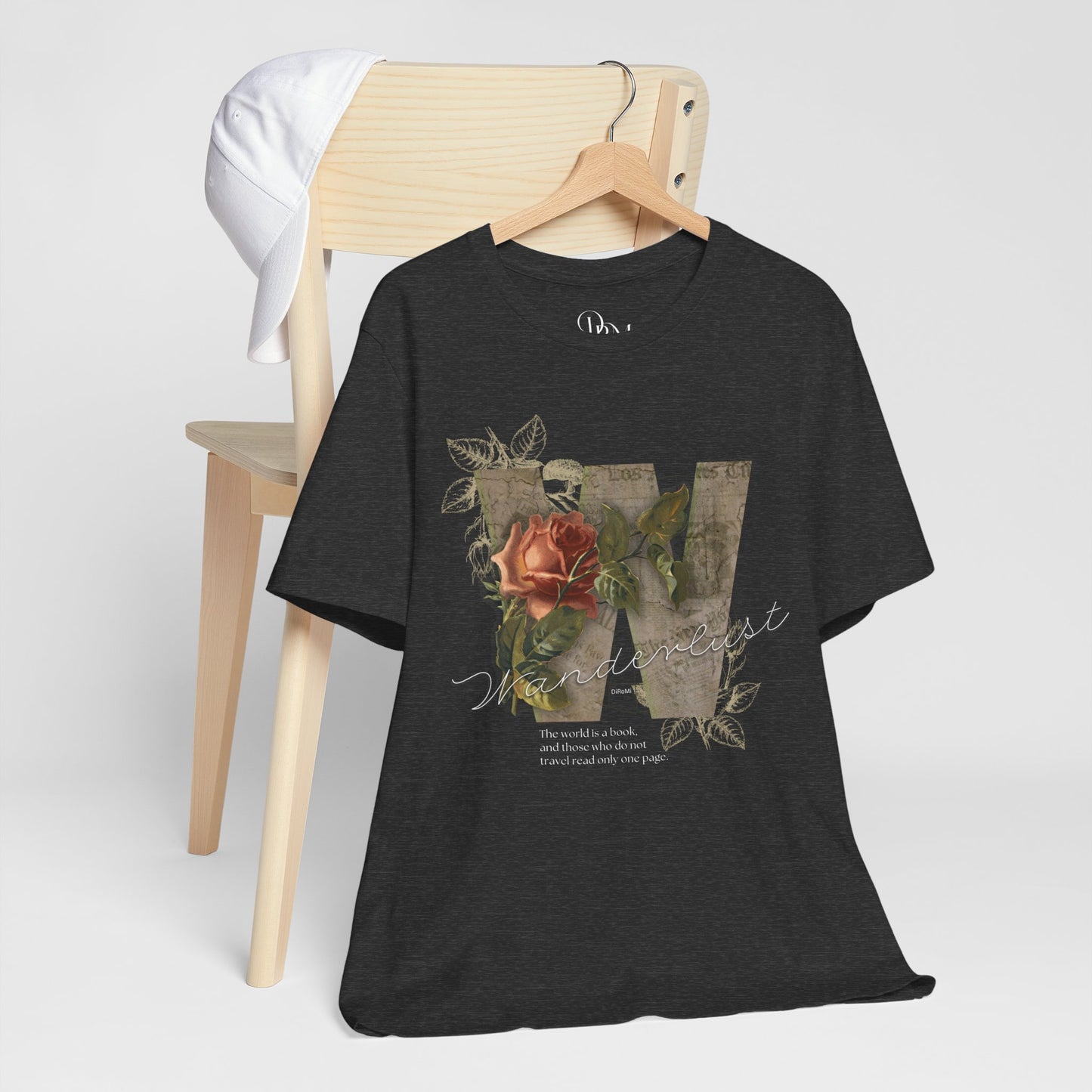 Floral Vintage Unisex Tee - 'The world is a book' Design - DiRoMi