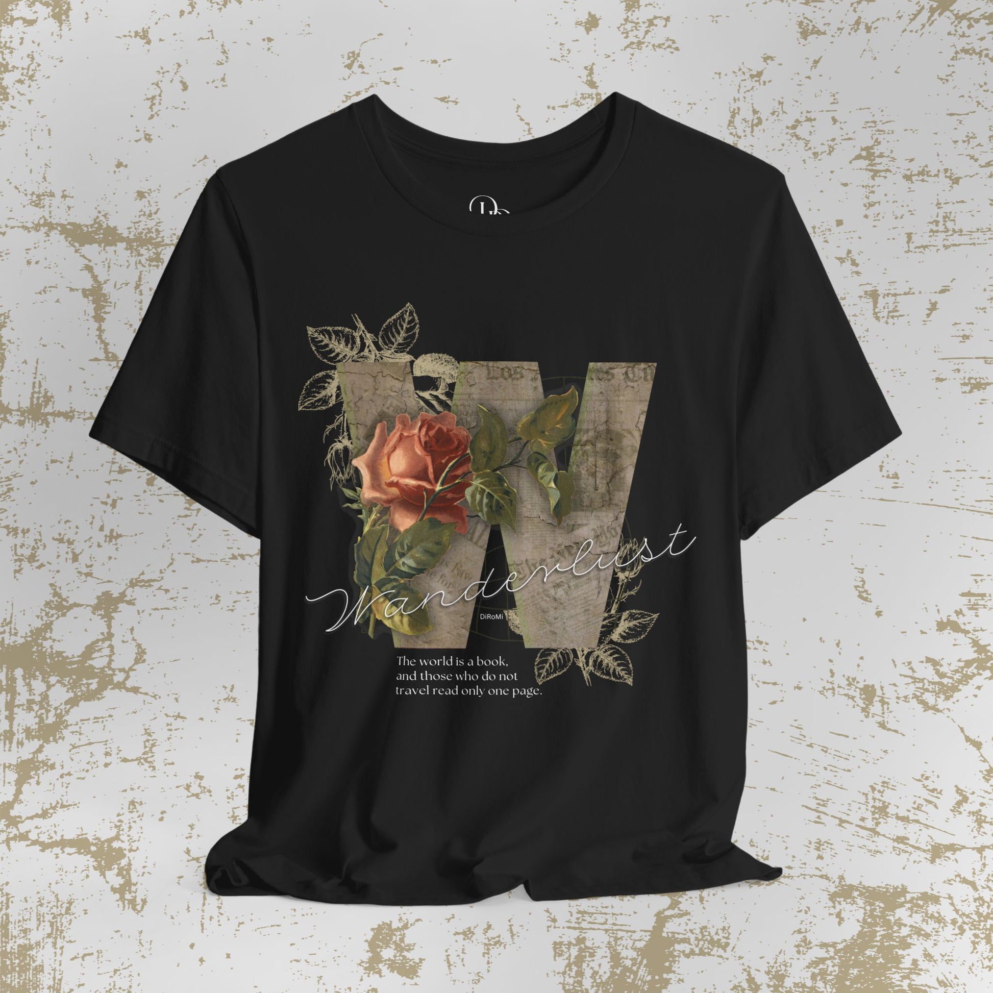 Floral Vintage Unisex Tee - 'The world is a book' Design - DiRoMi