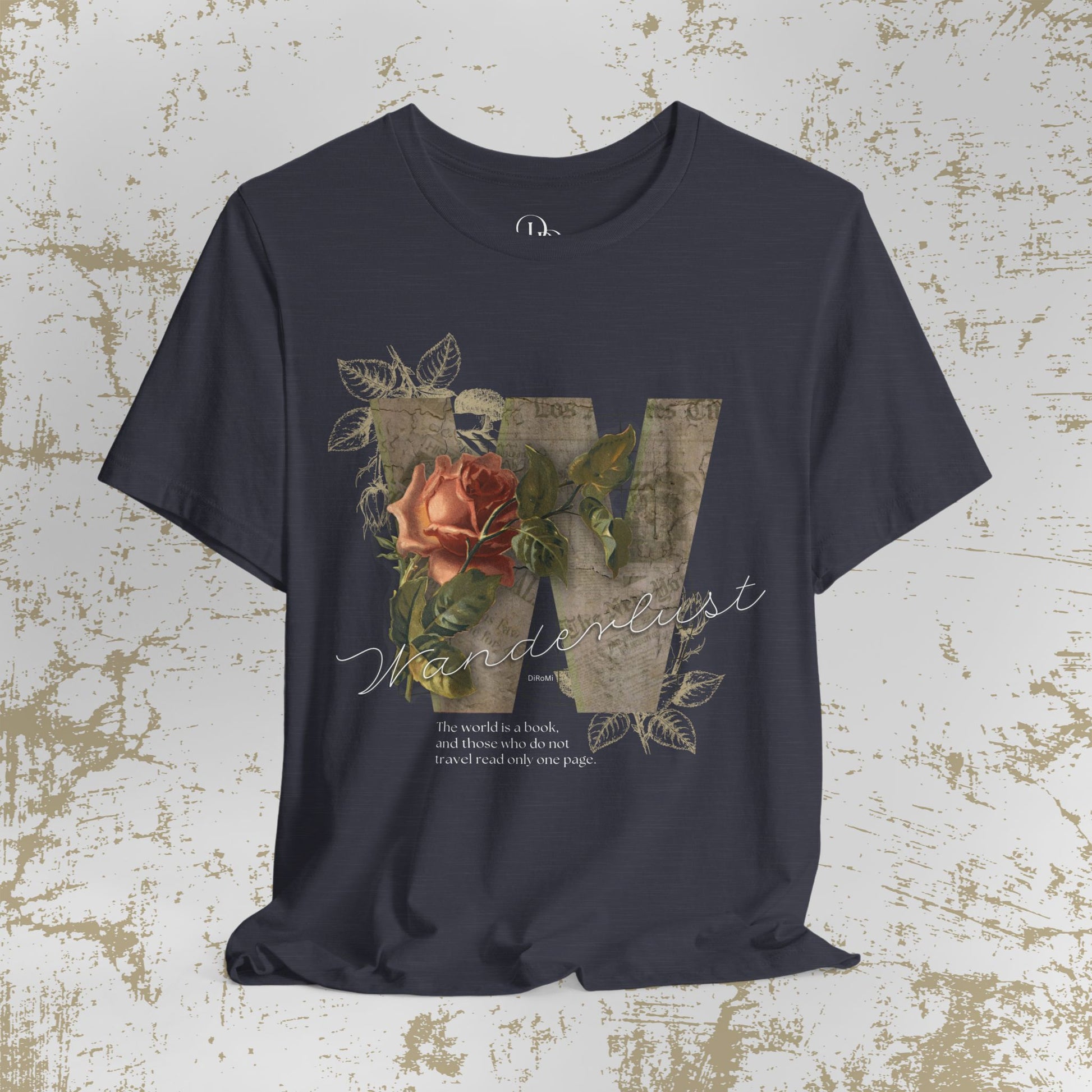 Floral Vintage Unisex Tee - 'The world is a book' Design - DiRoMi
