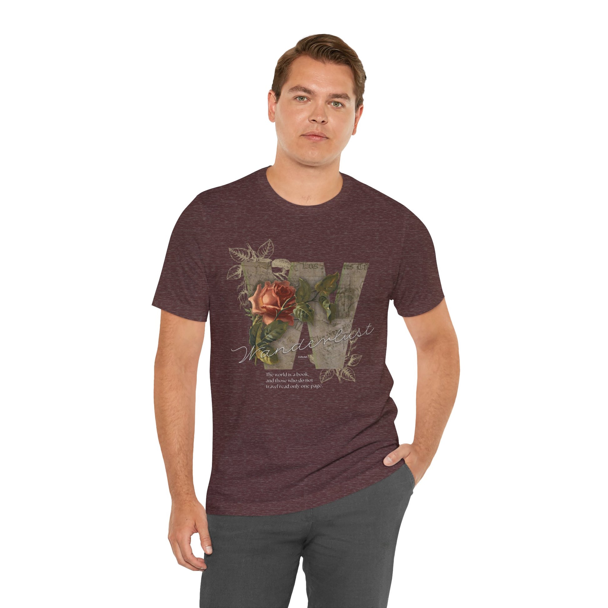 Floral Vintage Unisex Tee - 'The world is a book' Design - DiRoMi