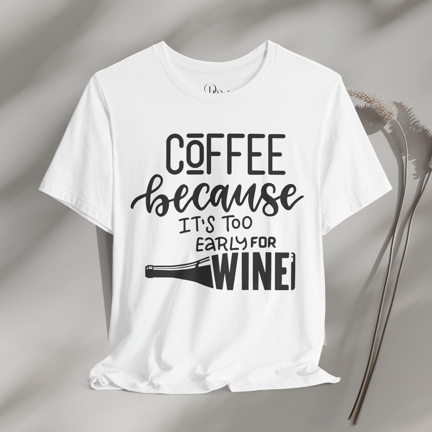 Funny Coffee and Wine Unisex Jersey Tee - Perfect for Wine Lovers - DiRoMi
