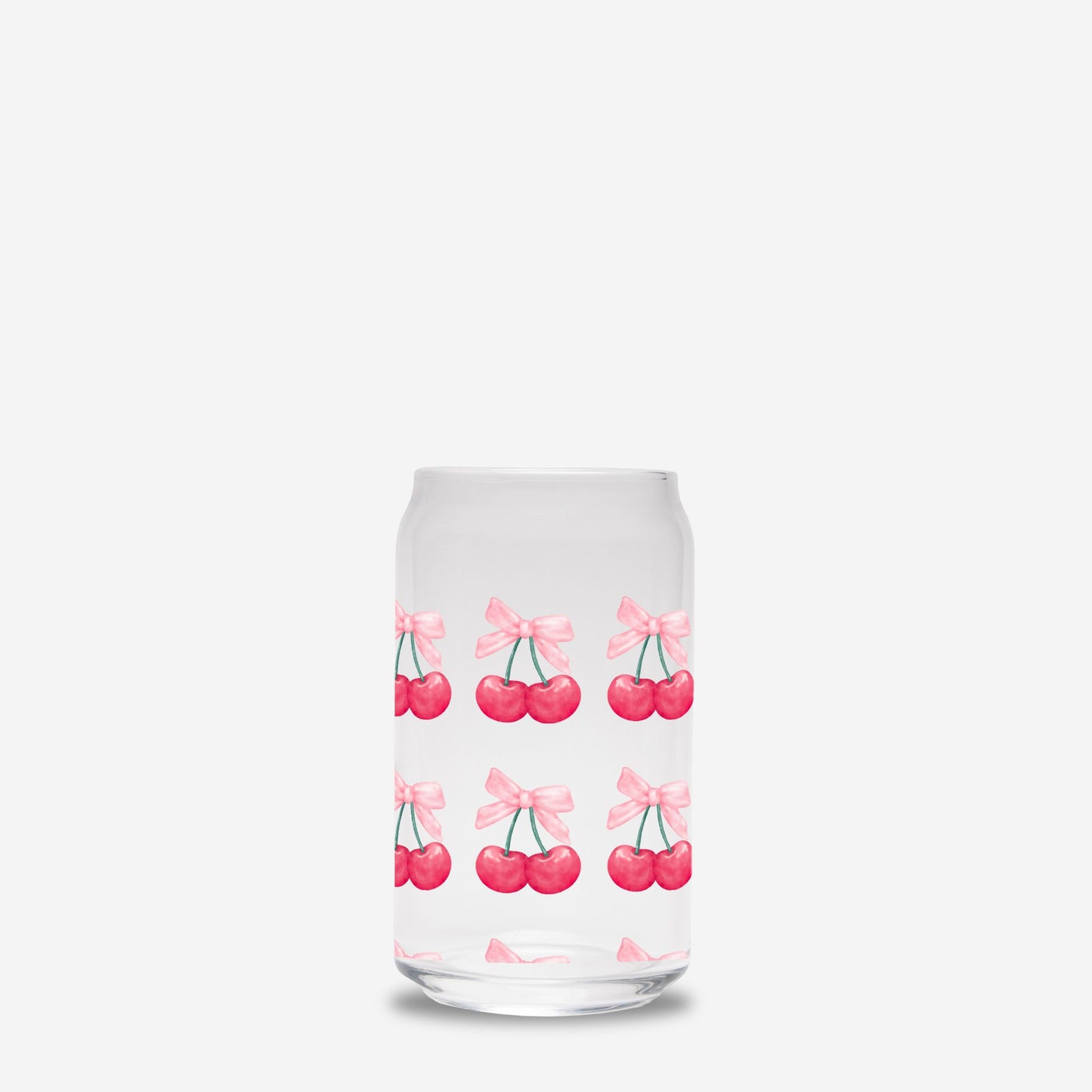 Glass Tumbler, Cherries Glass Tumbler, Gift for her, Glass Can 16oz - DiRoMi