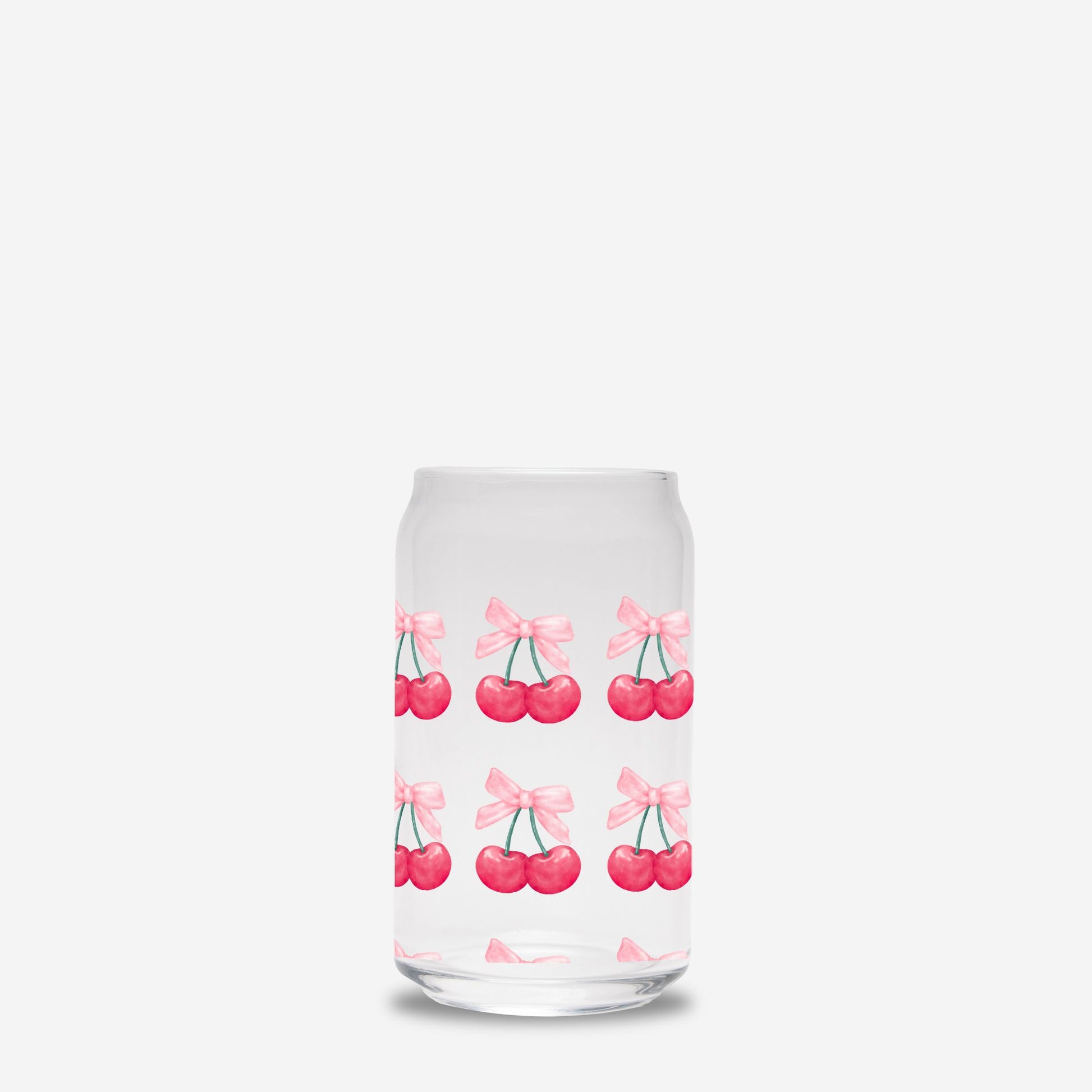 Glass Tumbler, Cherries Glass Tumbler, Gift for her, Glass Can 16oz - DiRoMi