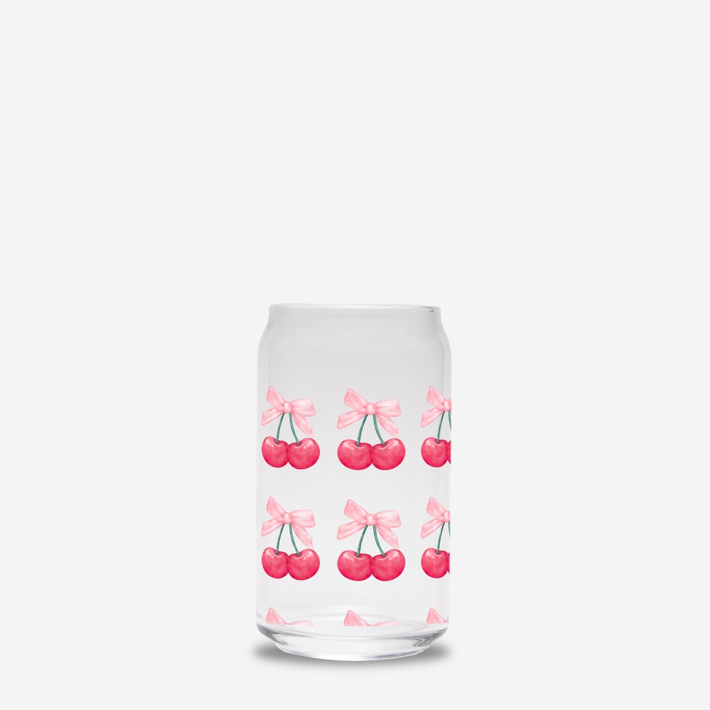 Glass Tumbler, Cherries Glass Tumbler, Gift for her, Glass Can 16oz - DiRoMi