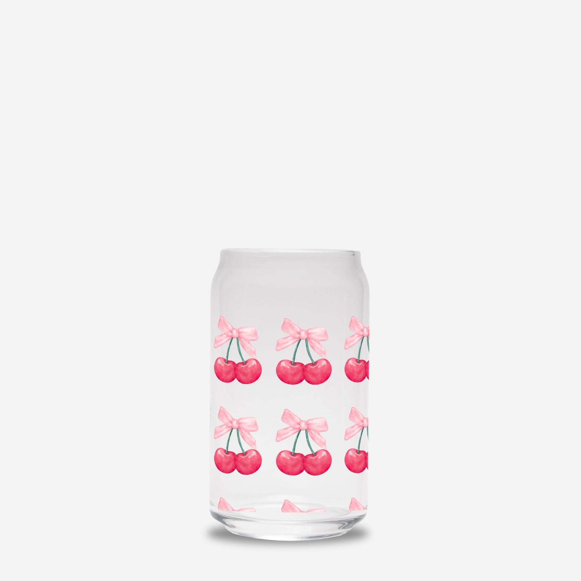 Glass Tumbler, Cherries Glass Tumbler, Gift for her, Glass Can 16oz - DiRoMi