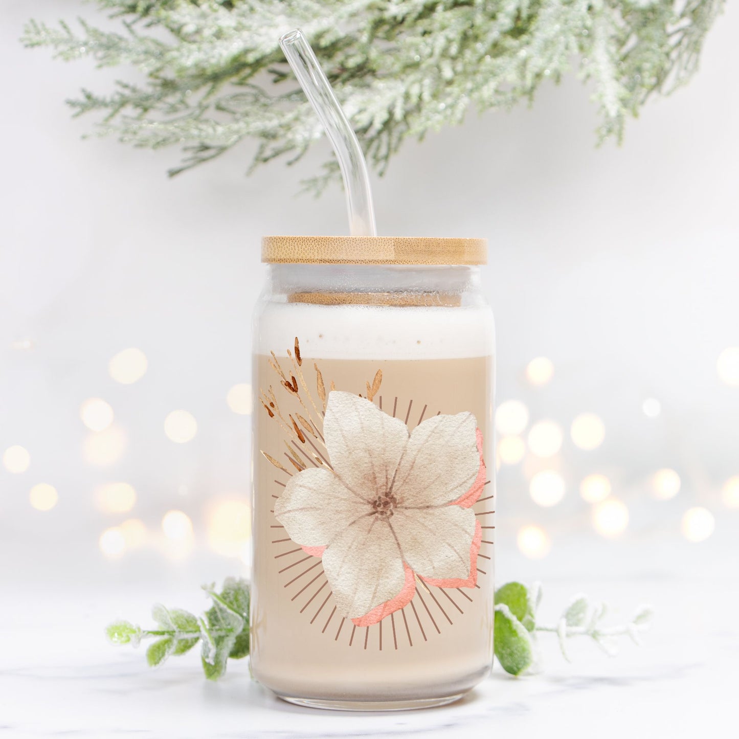 Glass Tumbler - SPRING -Glass Can 16oz - DiRoMi