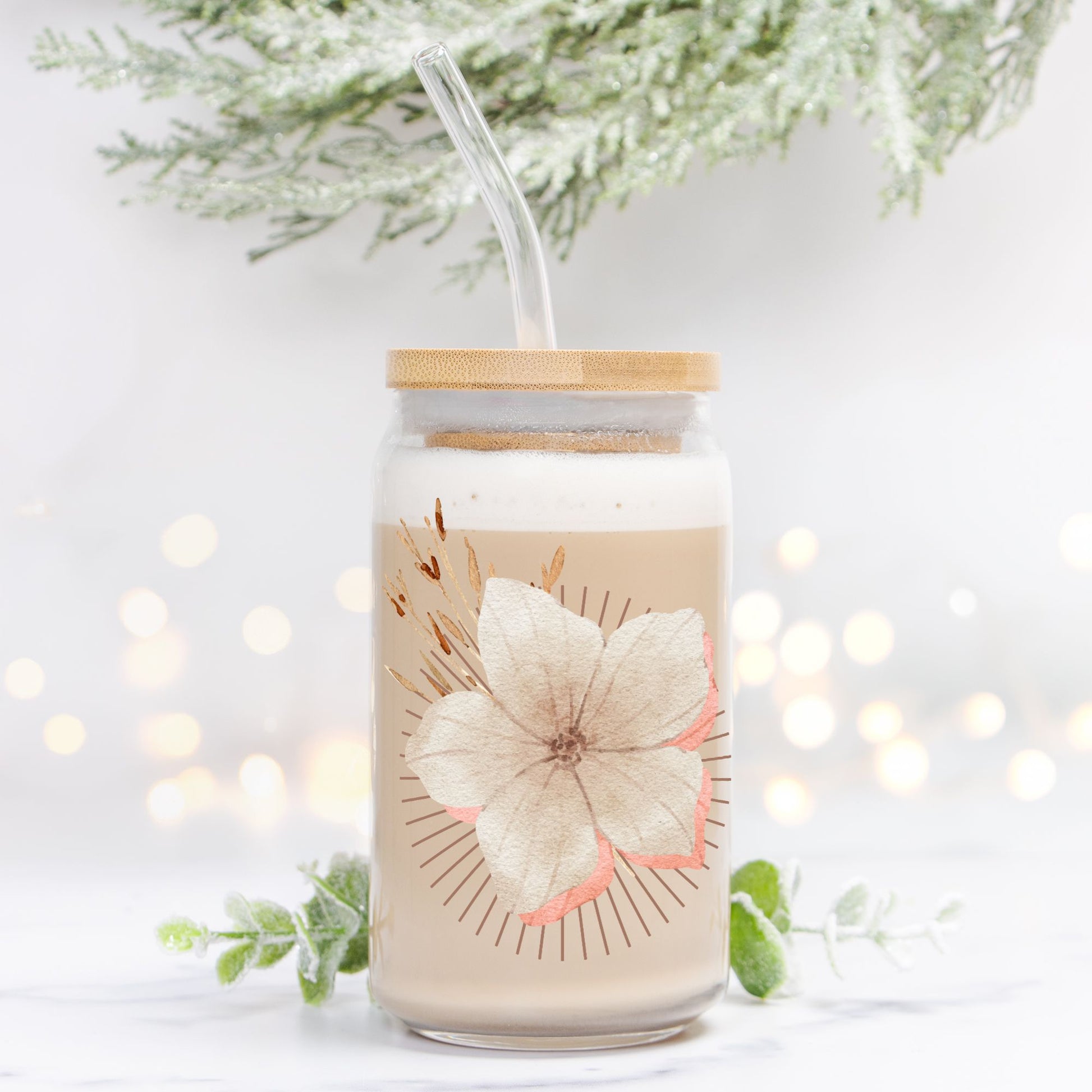 Glass Tumbler - SPRING -Glass Can 16oz - DiRoMi