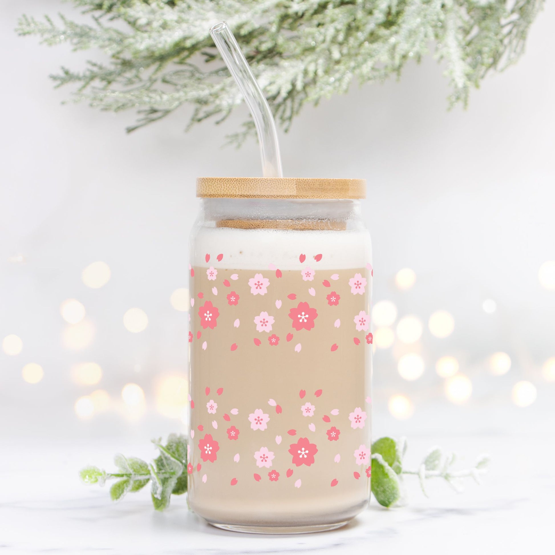 Iced Coffee Glass, Flower Iced Coffee Cup,Glass Cup, Iced Coffee Cup, Glass Can 16oz - DiRoMi