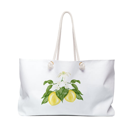 Lemon Floral Weekender Bag - Stylish Travel Tote for Summer Getaways