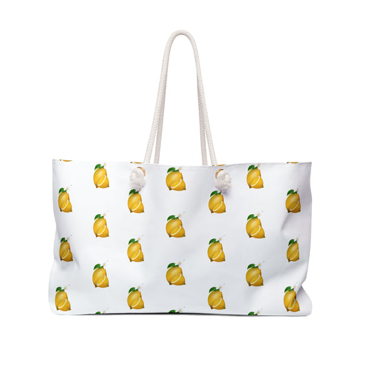 Lemon Print Weekender Bag, Travel Tote
