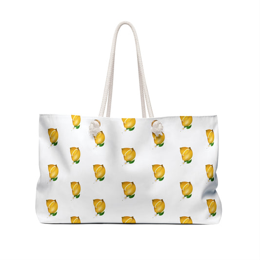 Lemon Print Weekender Bag, Travel Tote