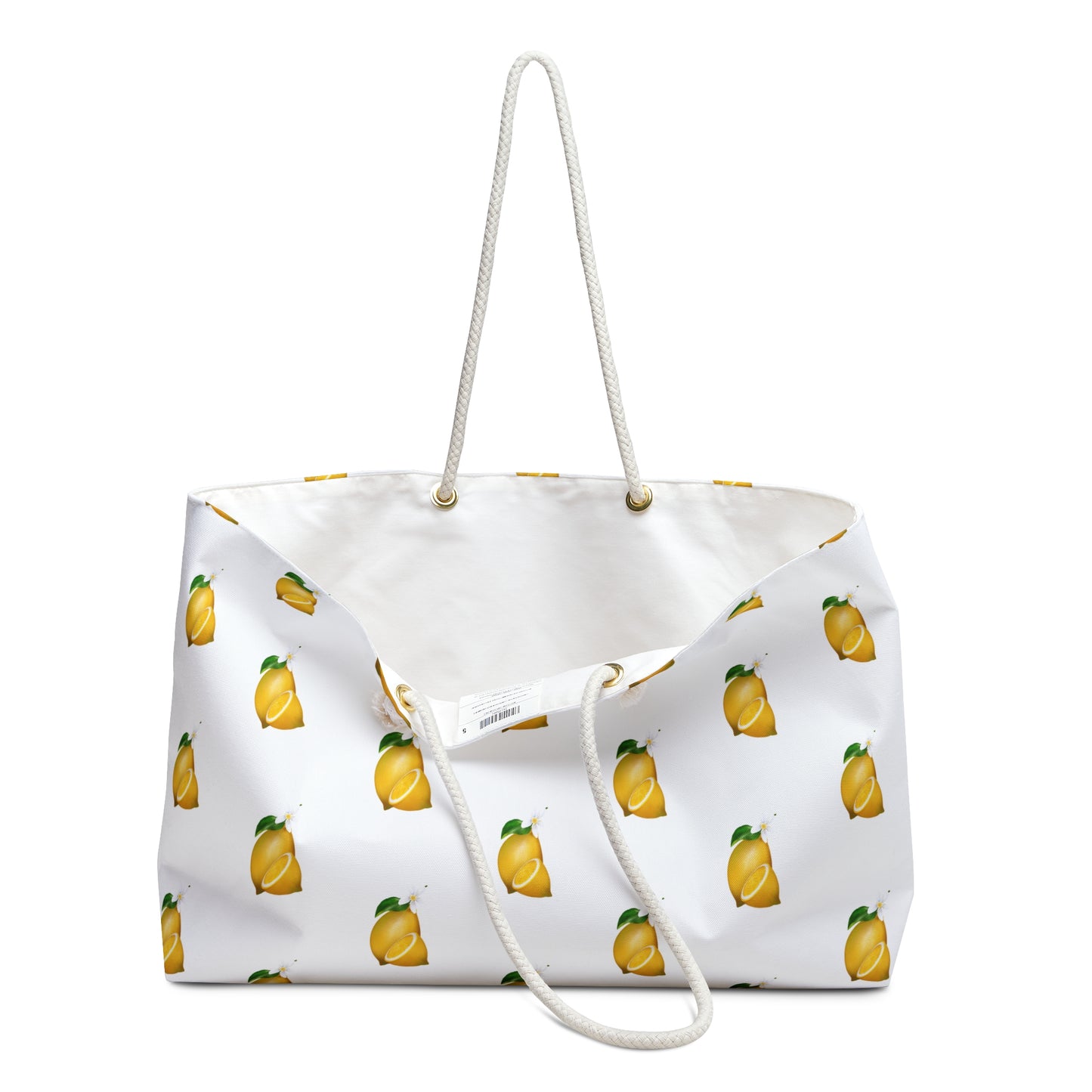 Lemon Print Weekender Bag, Travel Tote