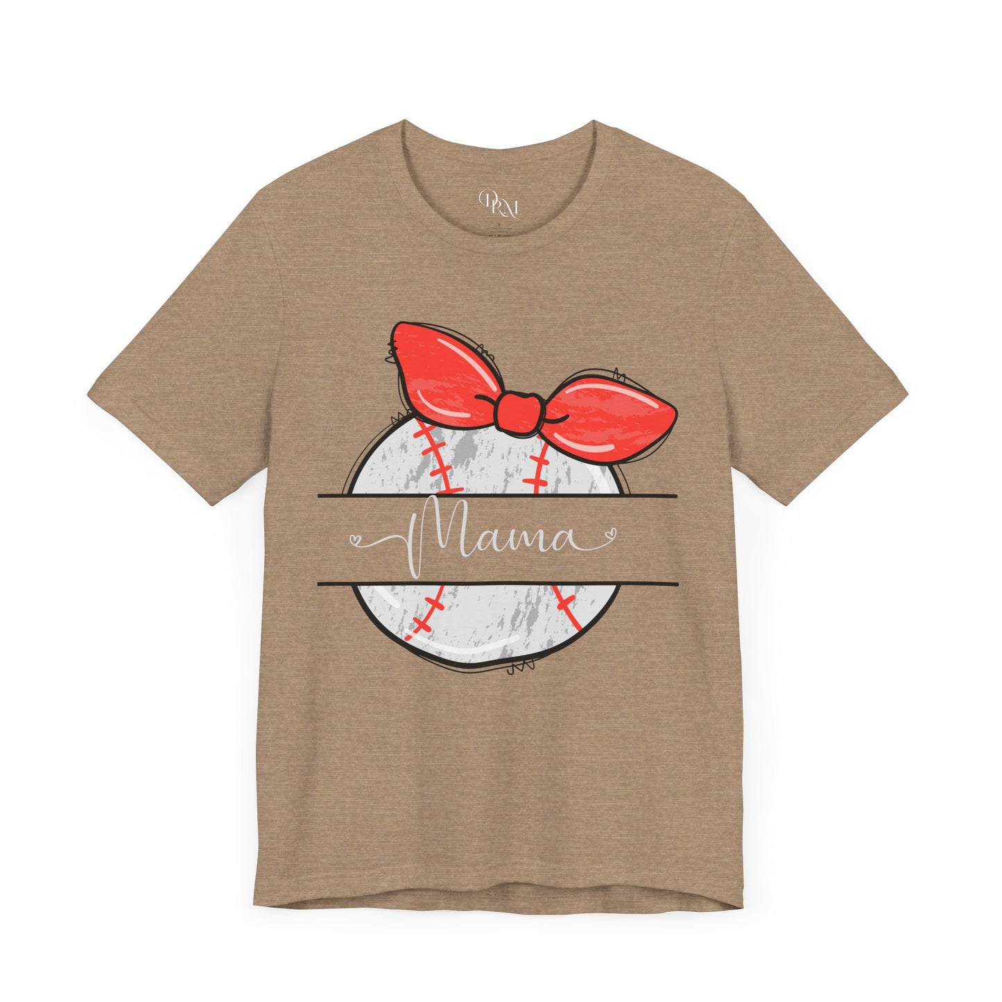 Mama Baseball Bow Short Sleeve Tee - Perfect for Sports Moms, baseball mom, Baseball shirt, Mom gift, Mother's day - DiRoMi