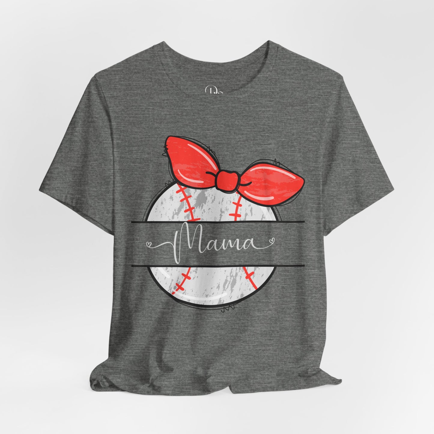 Mama Baseball Bow Short Sleeve Tee - Perfect for Sports Moms, baseball mom, Baseball shirt, Mom gift, Mother's day - DiRoMi