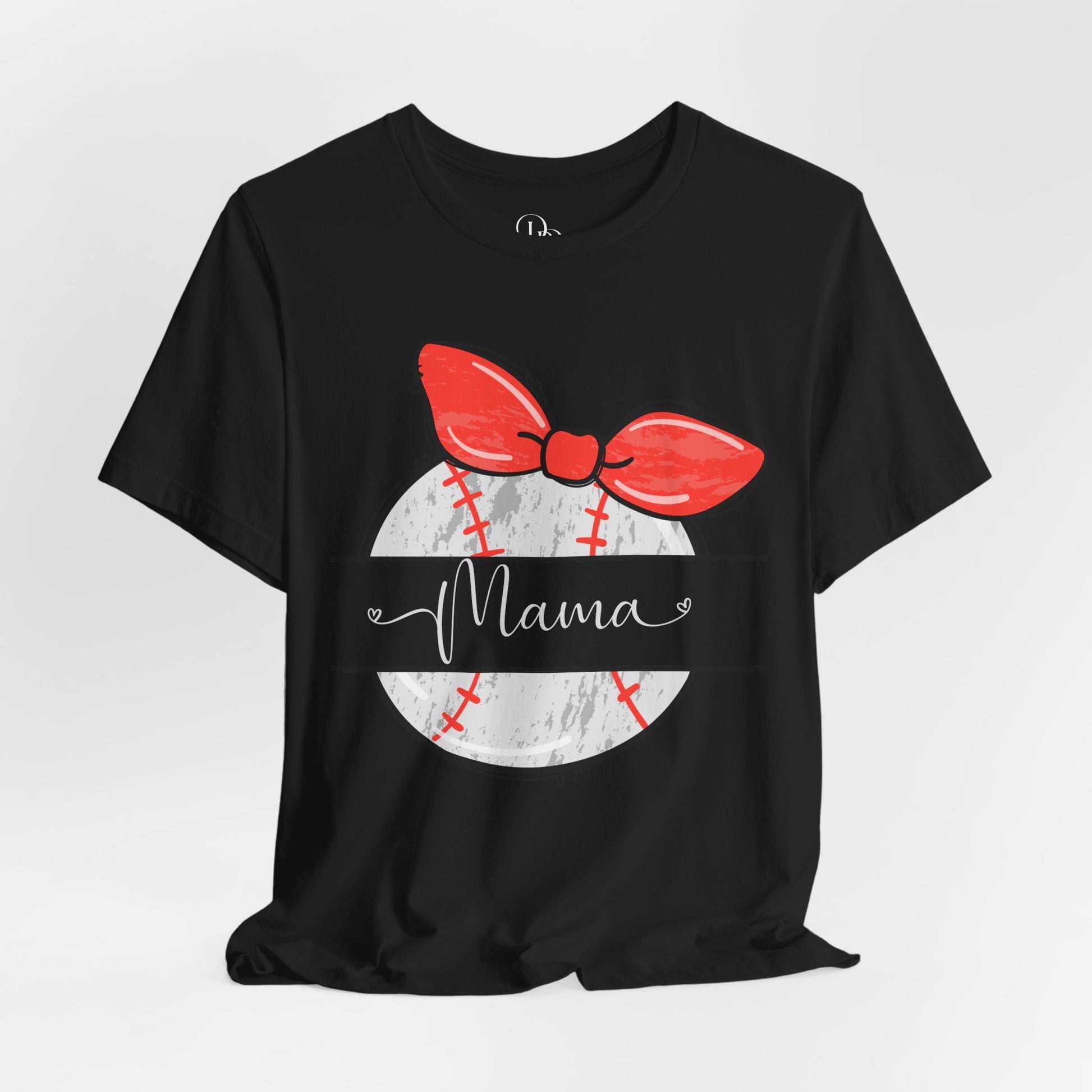 Mama Baseball Bow Short Sleeve Tee - Perfect for Sports Moms, baseball mom, Baseball shirt, Mom gift, Mother's day - DiRoMi