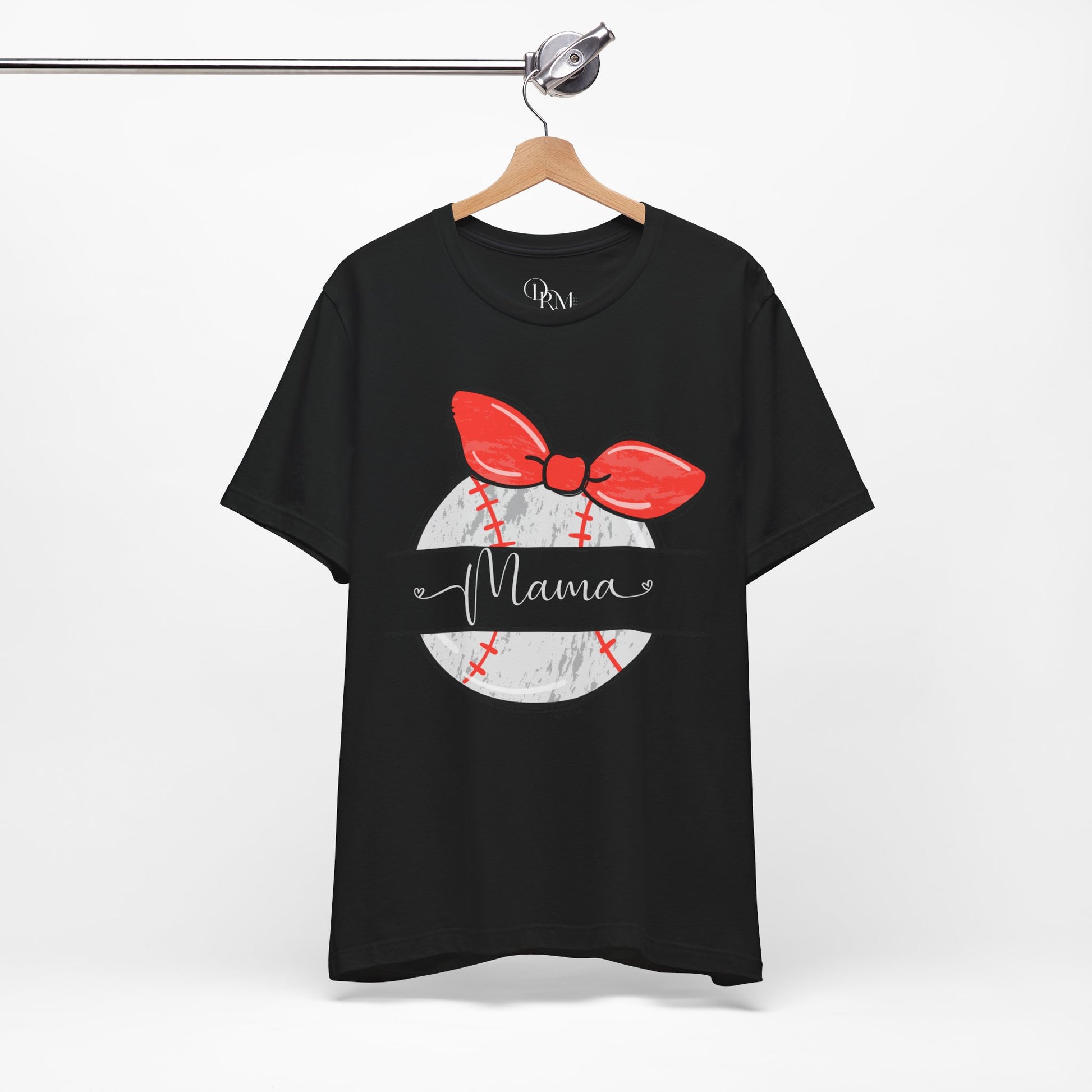 Mama Baseball Bow Short Sleeve Tee - Perfect for Sports Moms, baseball mom, Baseball shirt, Mom gift, Mother's day - DiRoMi